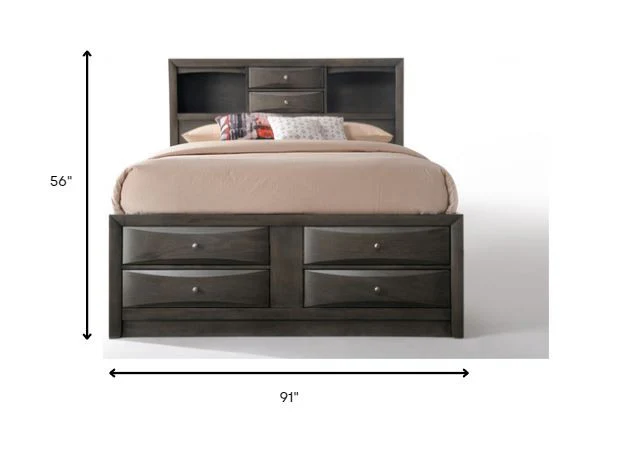 Gray Oak Rubber Wood Queen Storage Bed By Homeroots - Image 6
