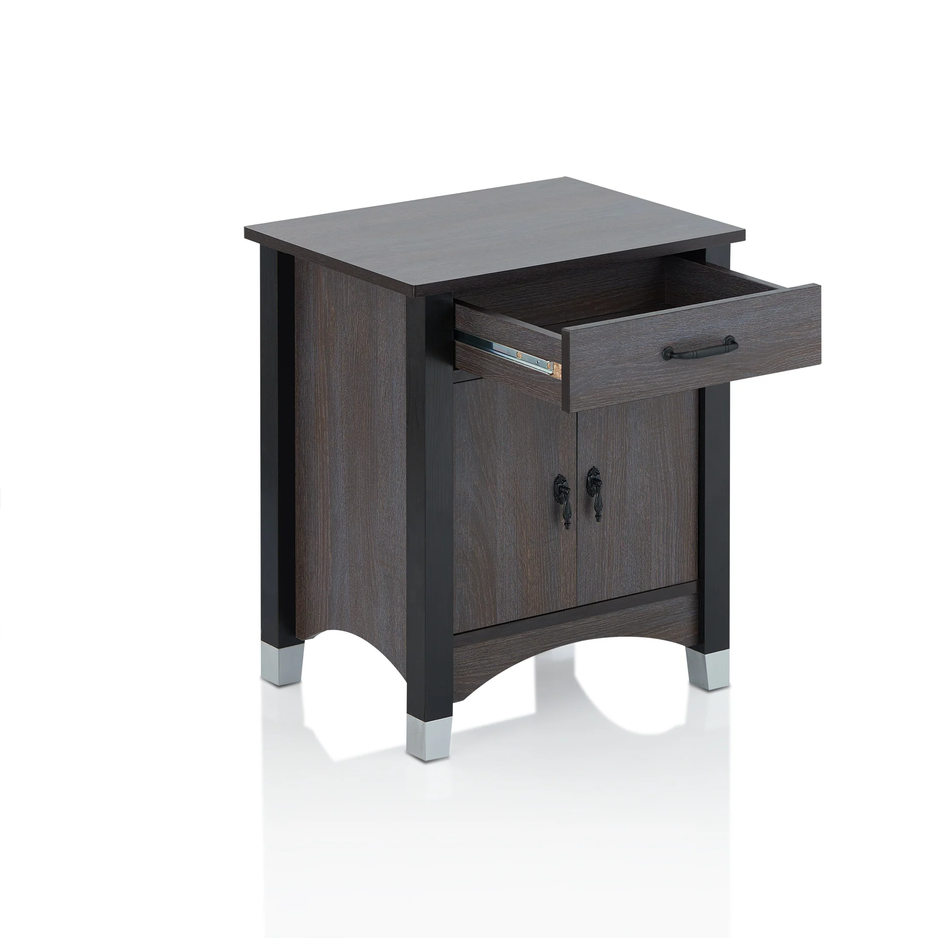 Gray Oak Wood Finish Rectangular Night Stand By Homeroots - Image 2