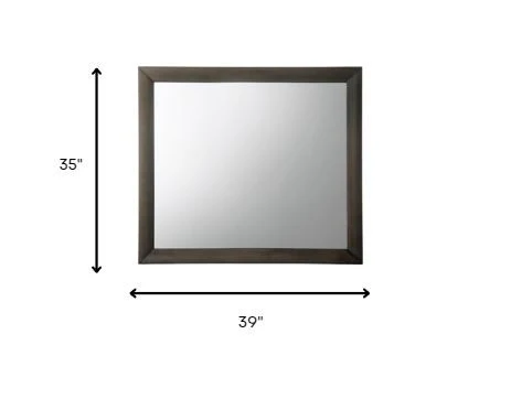 Gray Oak Wooden Rectangular Mirror By Homeroots - Image 3