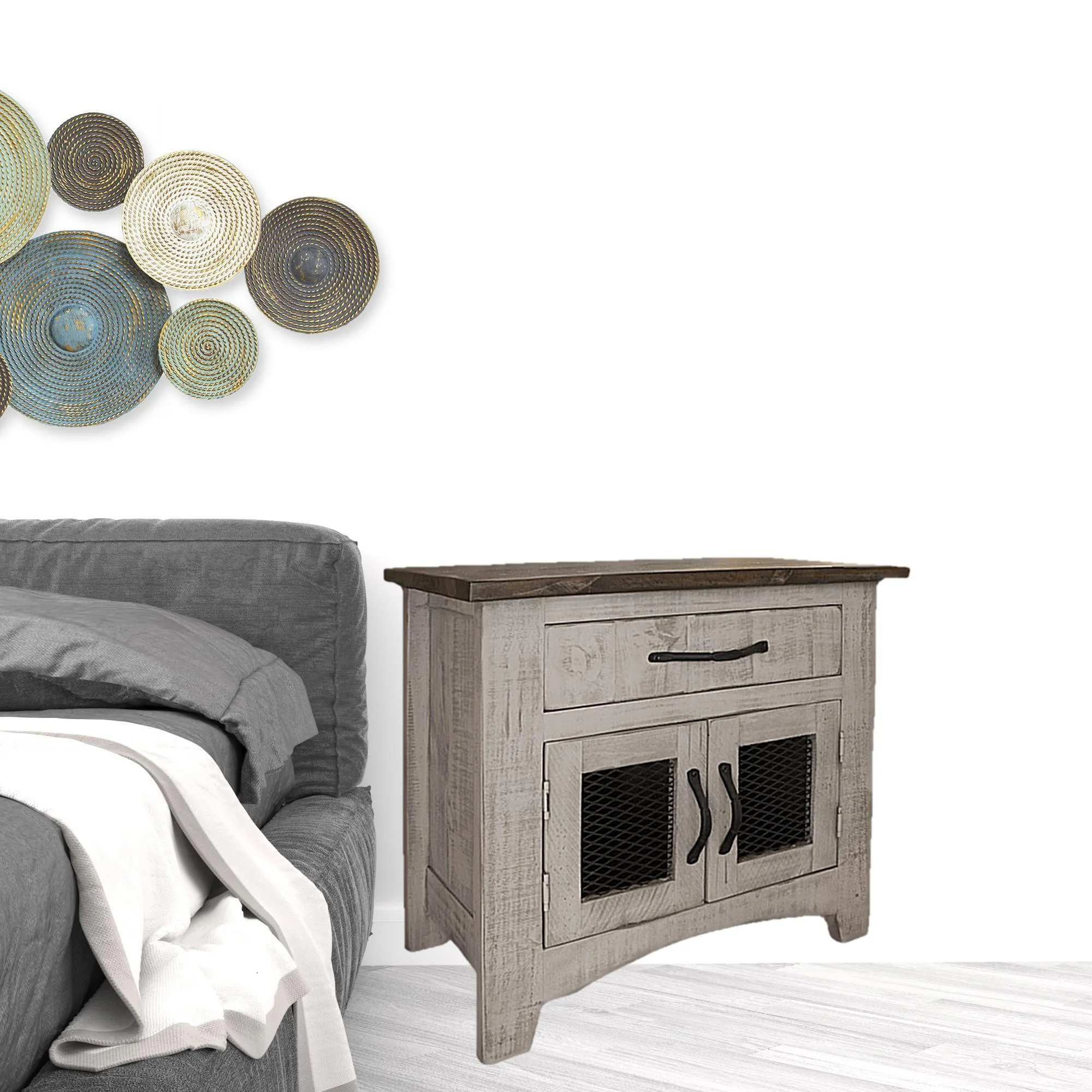 Gray One Drawer Nightstand By Homeroots - Image 2
