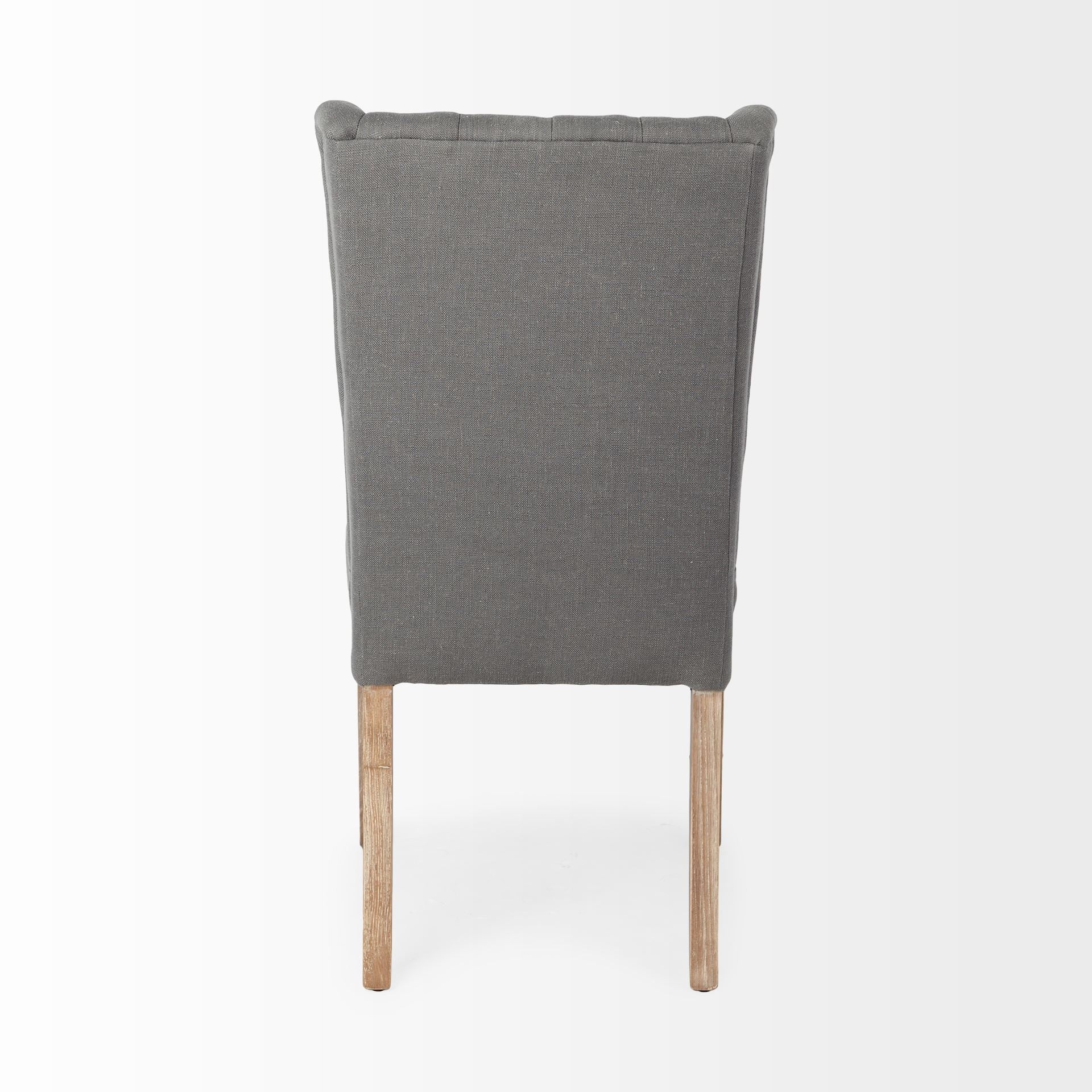Gray Plush Linen Covering With Ash Solid Wood Base Dining Chair By Homeroots - Image 4