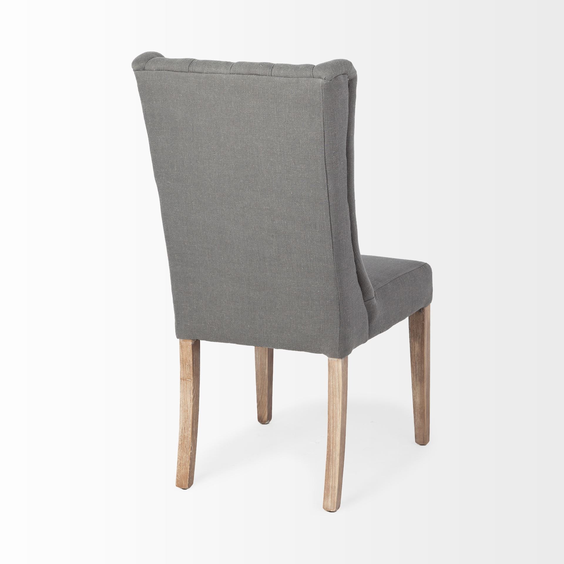 Gray Plush Linen Covering With Ash Solid Wood Base Dining Chair By Homeroots - Image 5