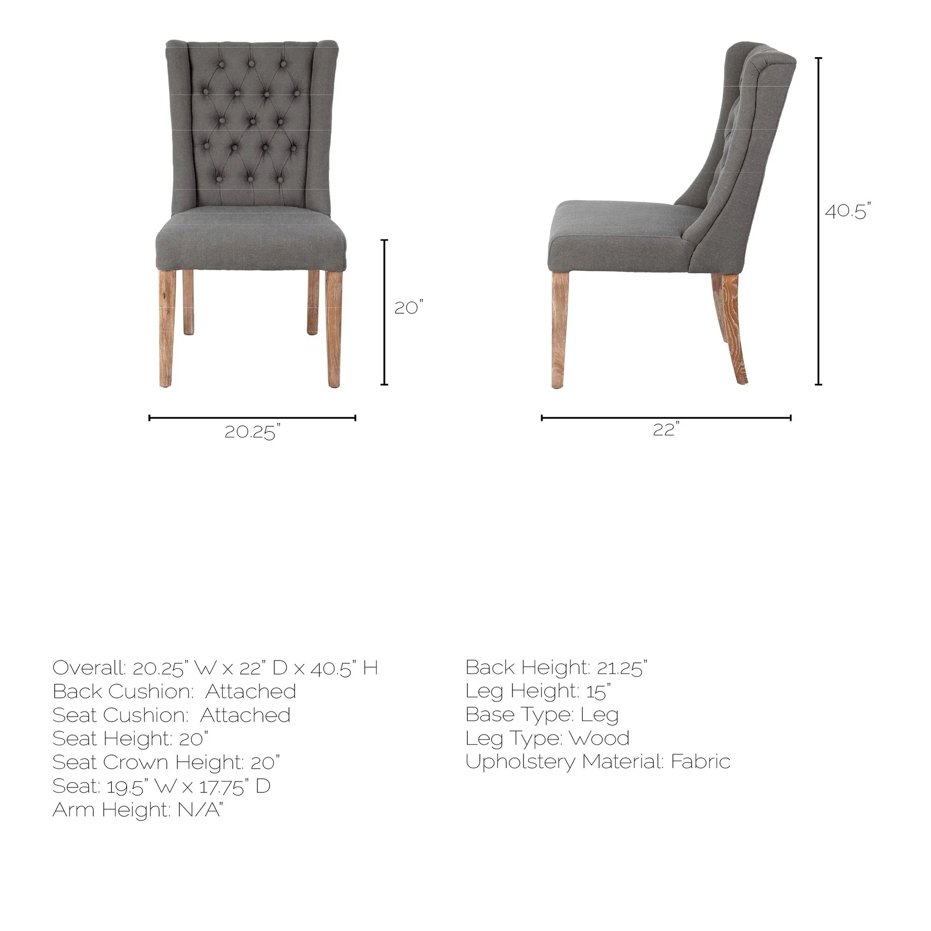 Gray Plush Linen Covering With Ash Solid Wood Base Dining Chair By Homeroots - Image 7