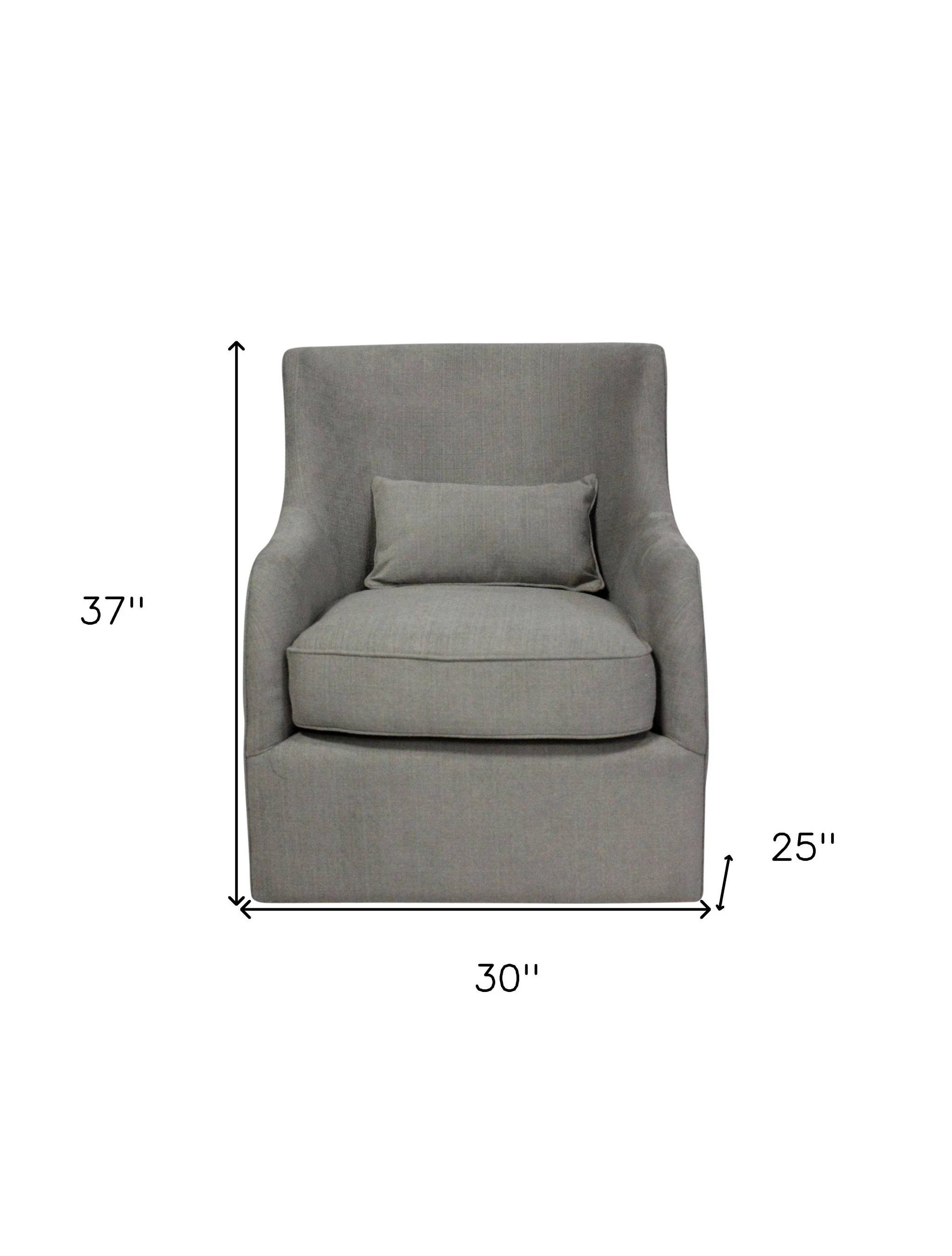 Gray Polyester Blend Solid Color Swivel Arm Chair By Homeroots - Image 6