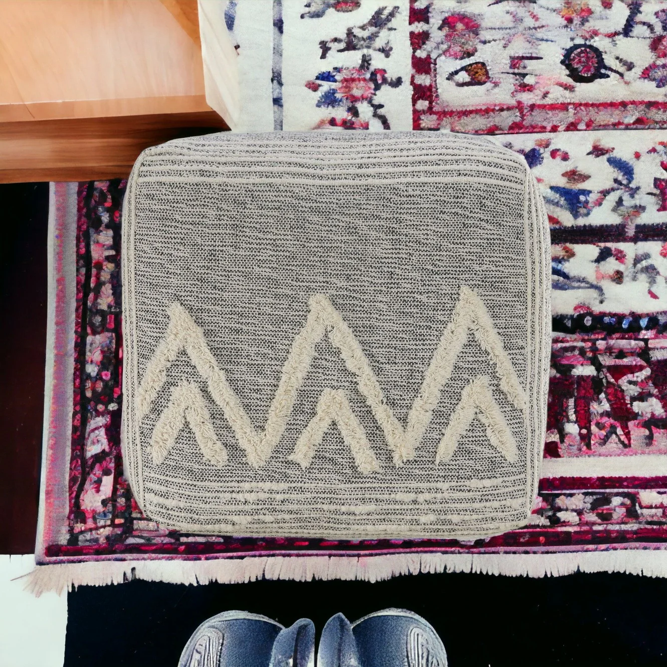 Gray Polyester Ottoman By Homeroots - Image 3