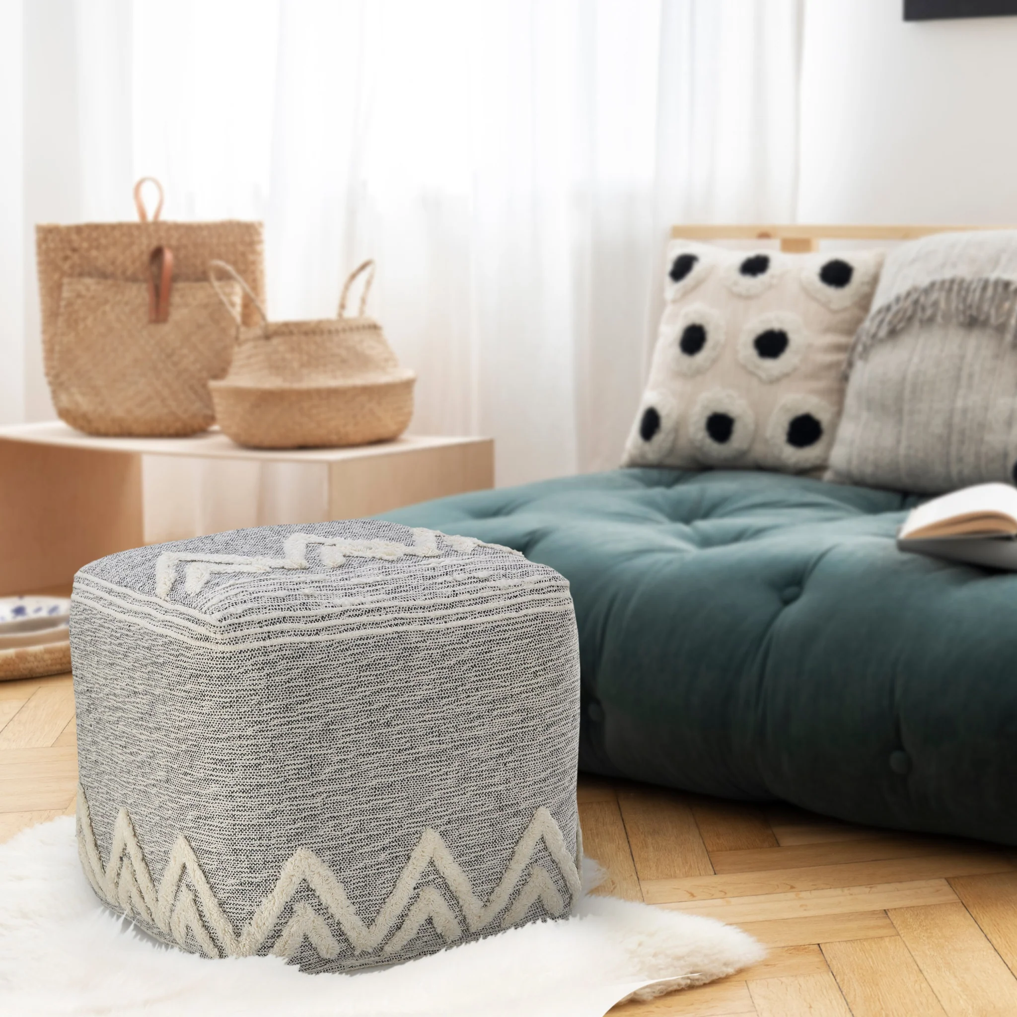 Gray Polyester Ottoman By Homeroots - Image 5