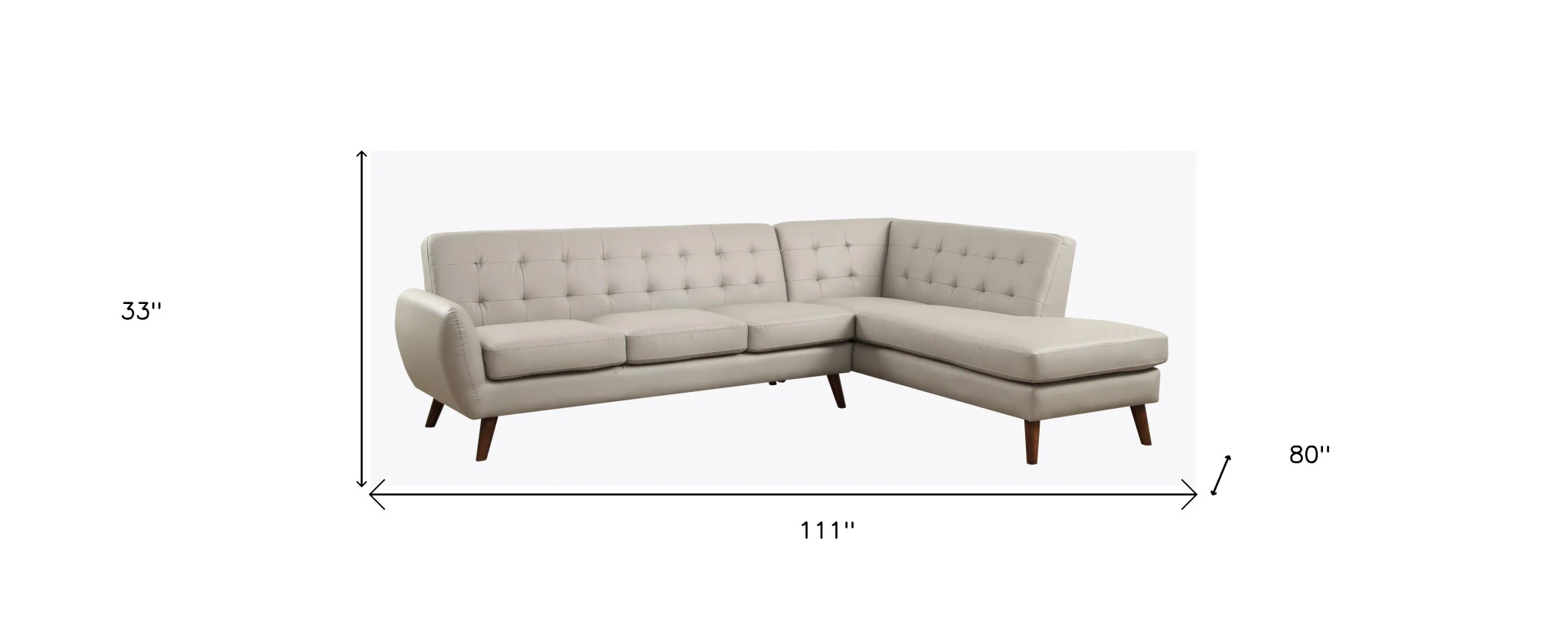 Gray Polyurethane Stationary L Shaped Two Piece Sofa And Chaise By Homeroots - Image 4