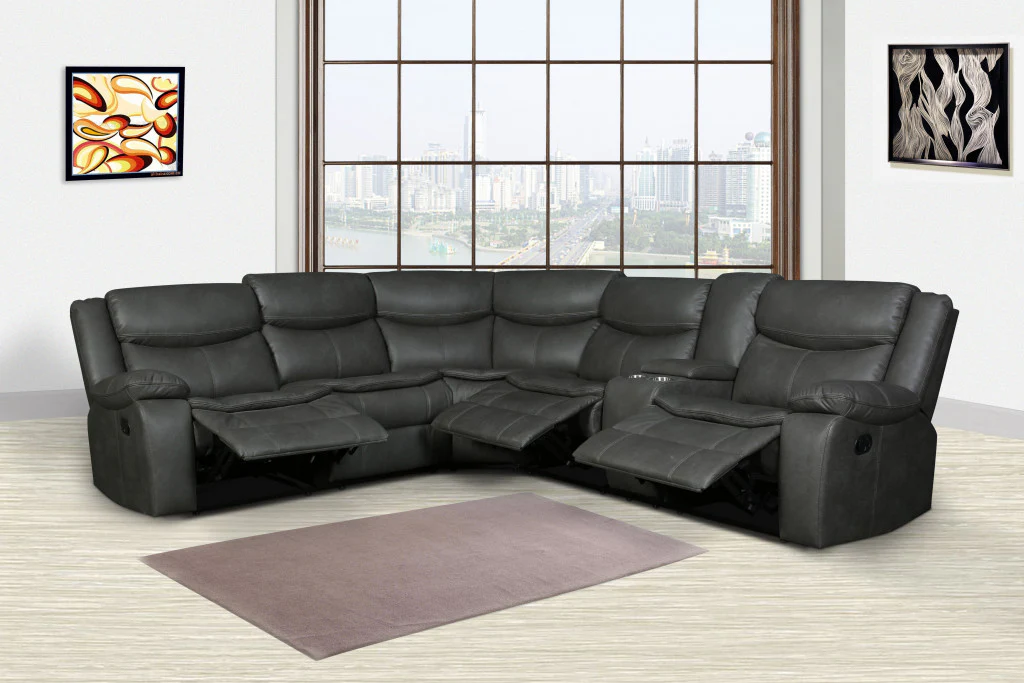 Gray Reclining Sectional By Homeroots - Image 2