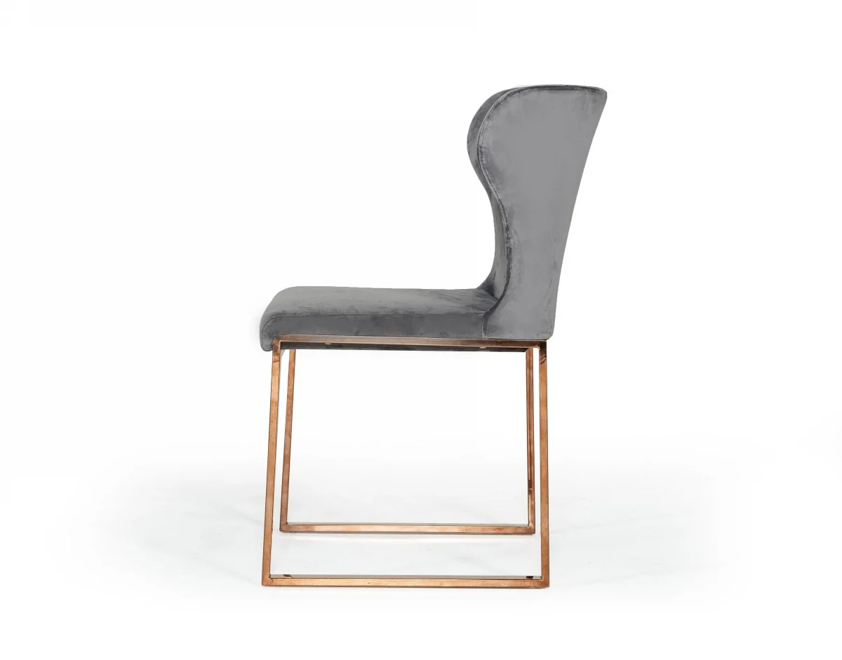 Gray Rosegold Velvet Dining Chair By Homeroots - Image 3