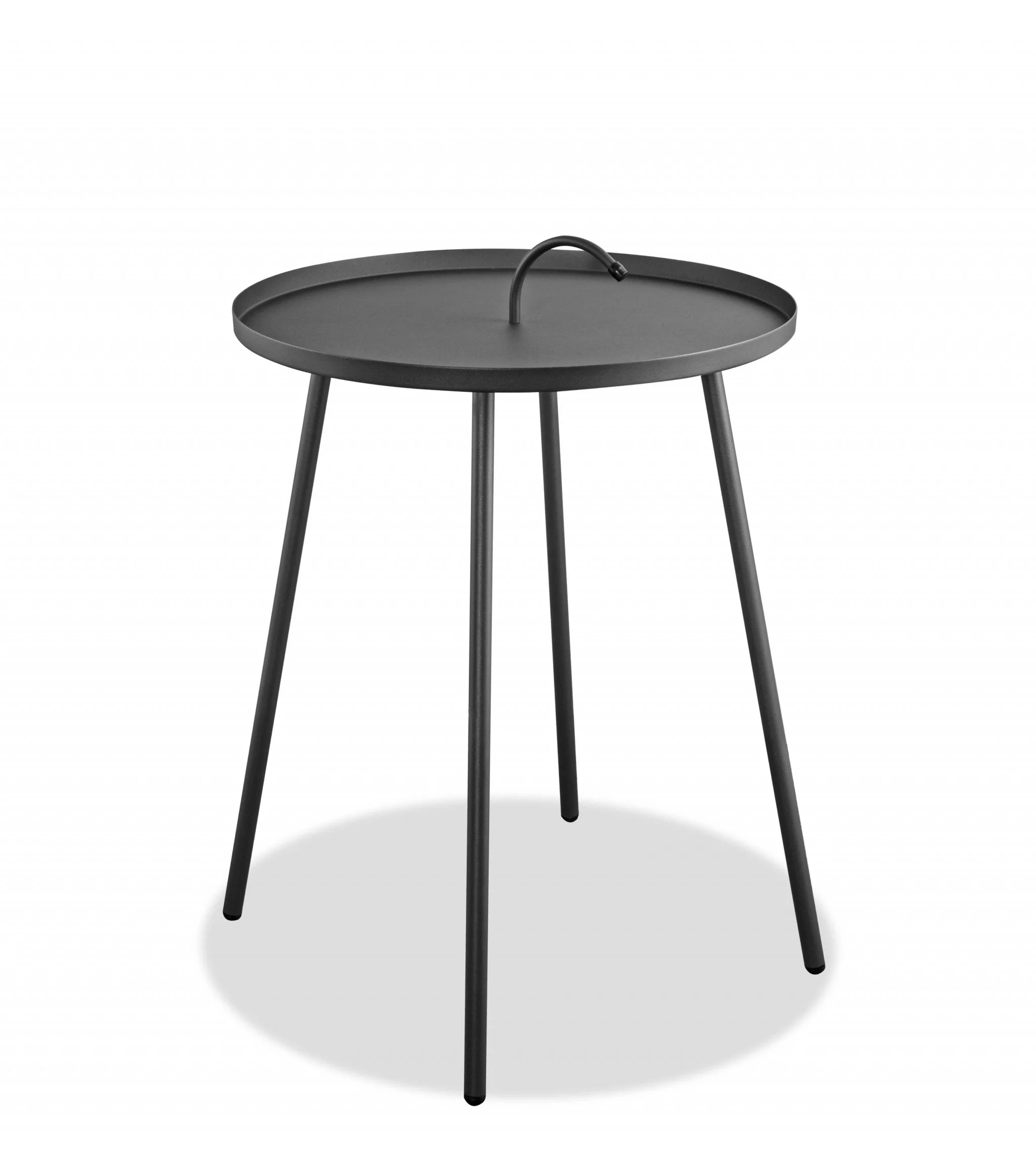 Gray Round Steel End or Side Table By Homeroots - Image 2