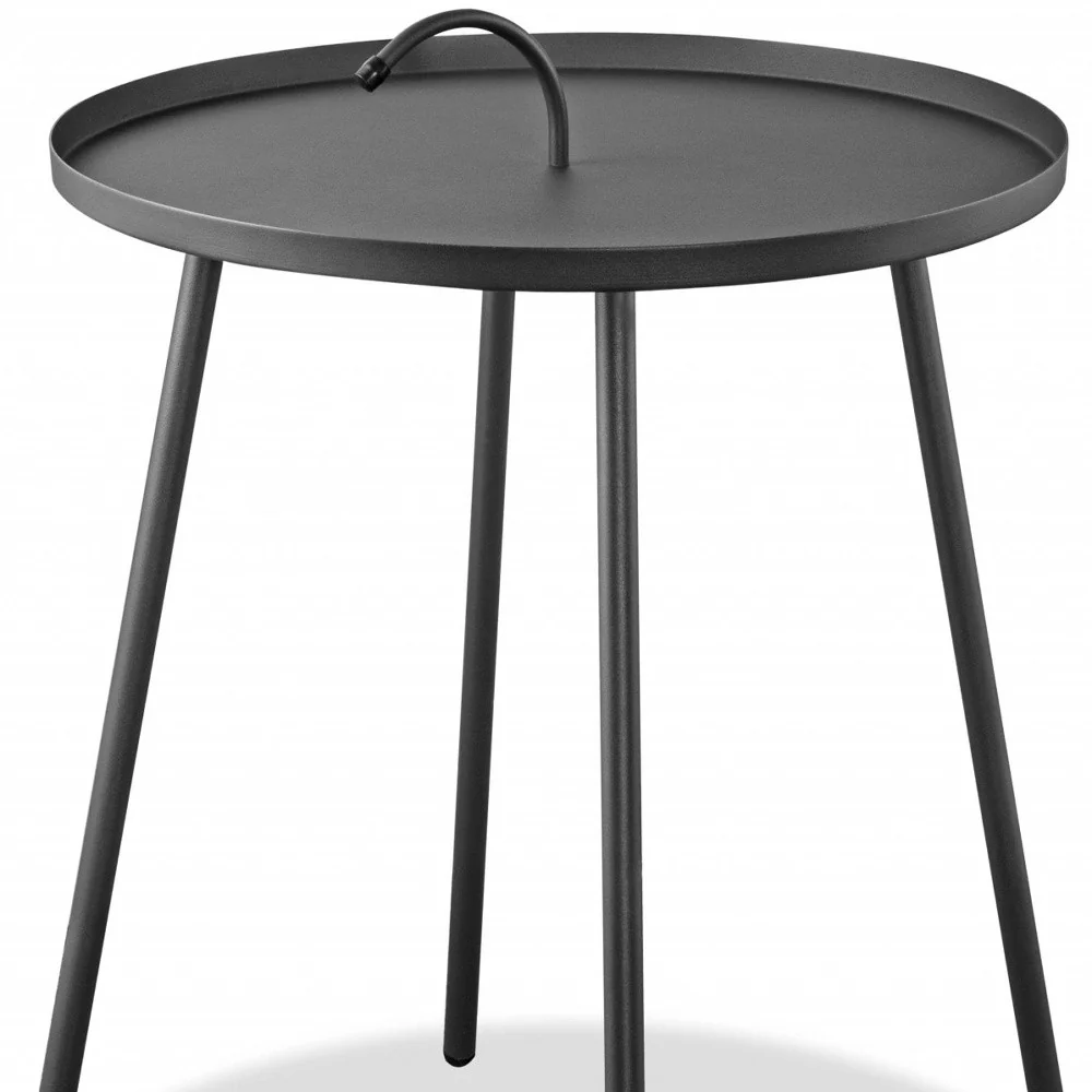 Gray Round Steel End or Side Table By Homeroots - Image 3