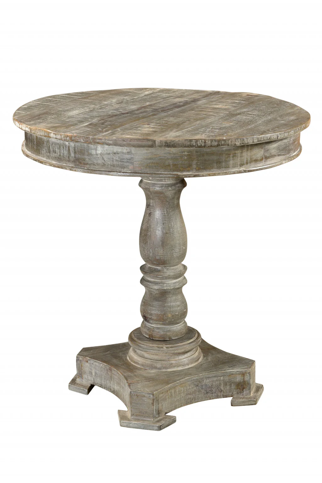 Gray Rounded Solid Wood Pedestal Base Dining Table By Homeroots - Image 2