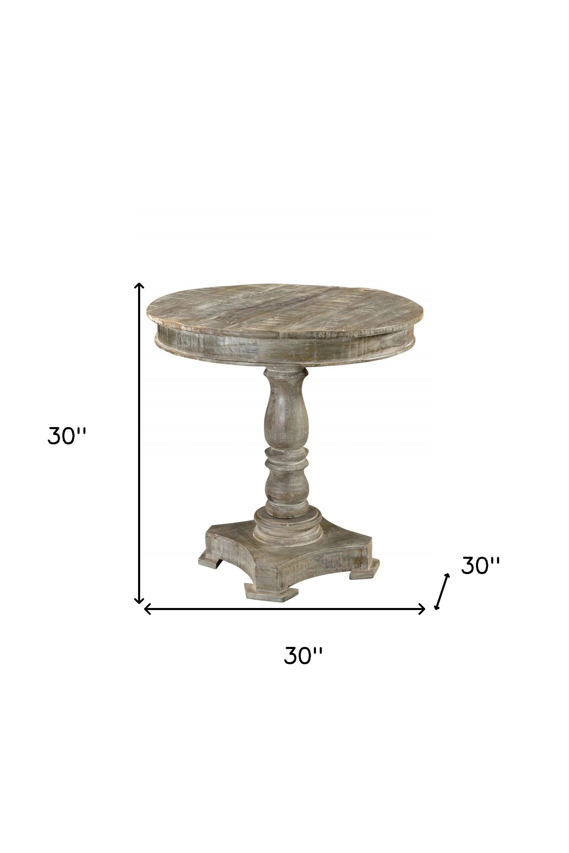 Gray Rounded Solid Wood Pedestal Base Dining Table By Homeroots - Image 5