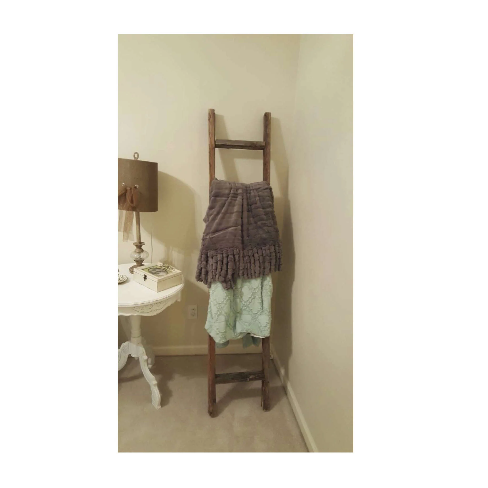 Gray Rustic Seven Step Wood Ladder Shelf By Homeroots - Image 5