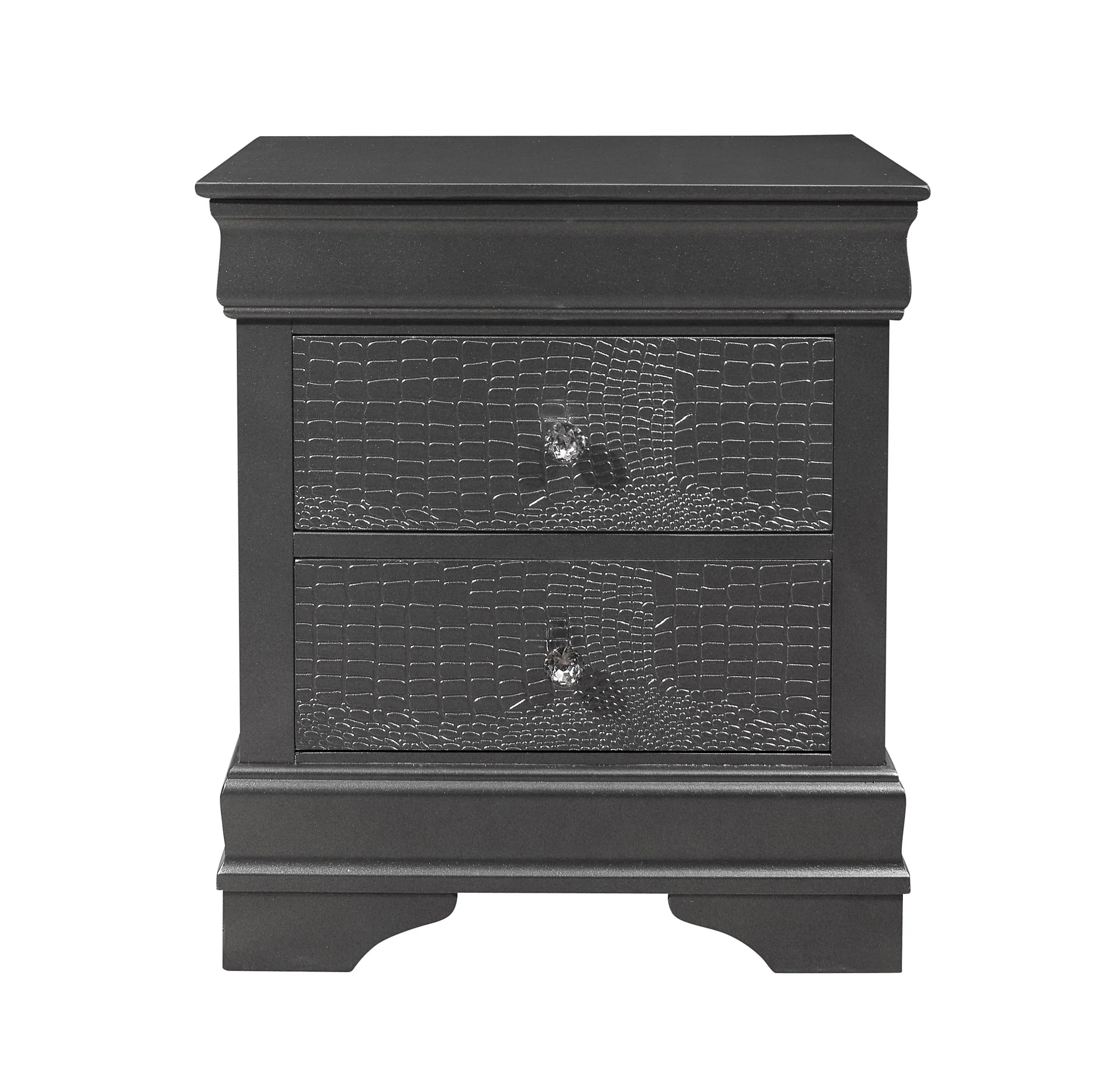 Gray Shagreen Two Drawer Solid Wood Nightstand By Homeroots - Image 2