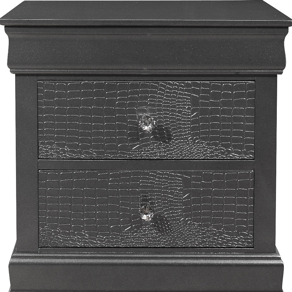 Gray Shagreen Two Drawer Solid Wood Nightstand By Homeroots - Image 3