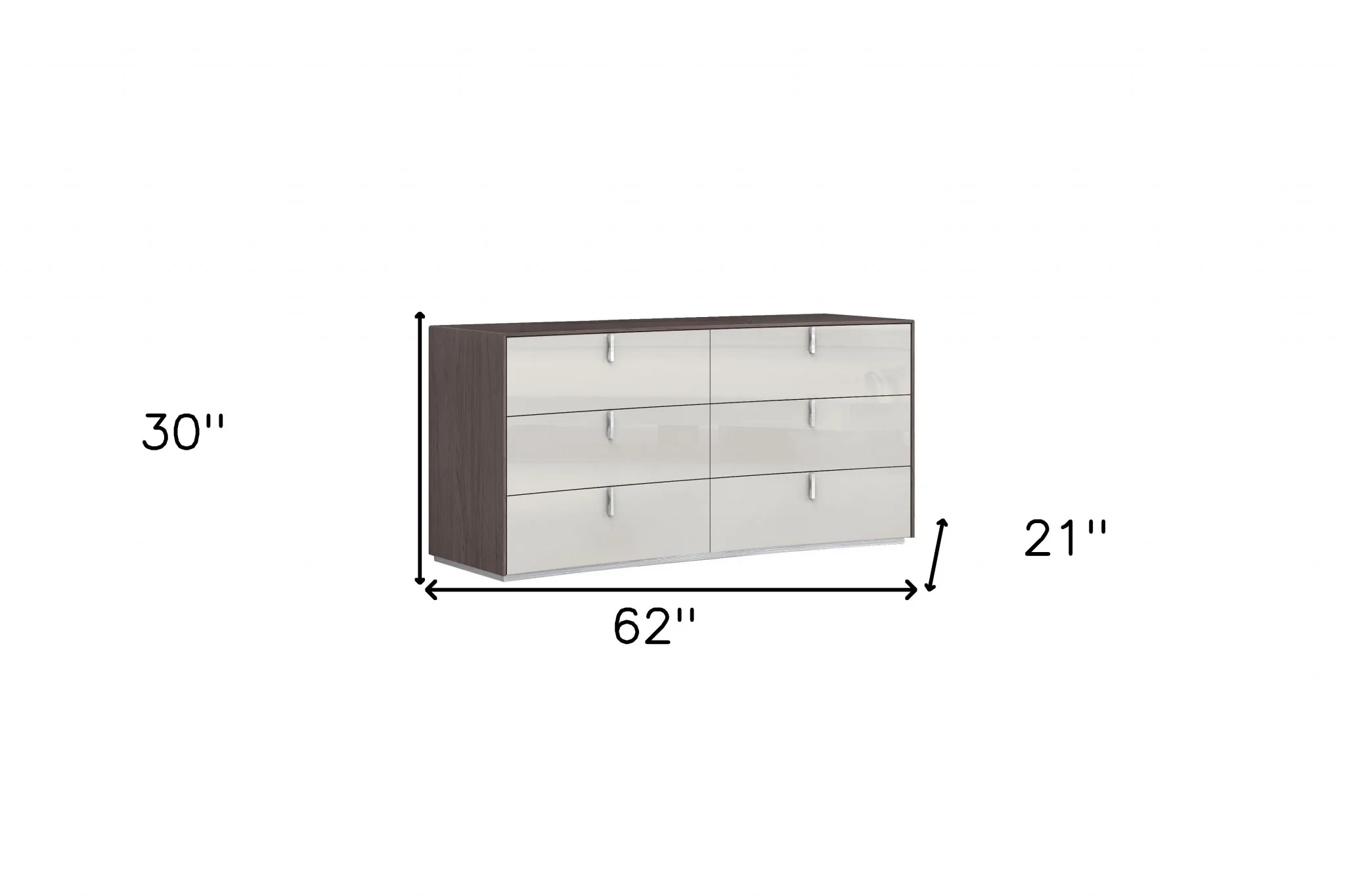 Gray Six Drawer Double Dresser By Homeroots - Image 3