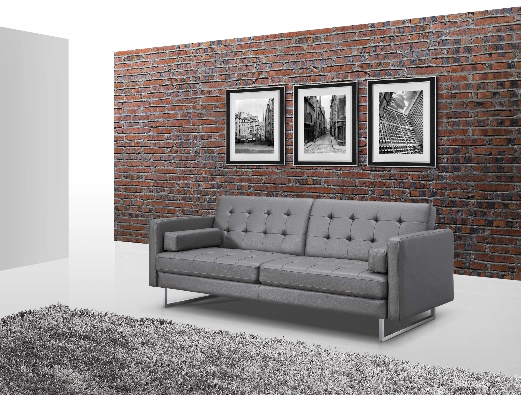 Gray Sofa Bed with Stainless Steel Legs By Homeroots - Image 5
