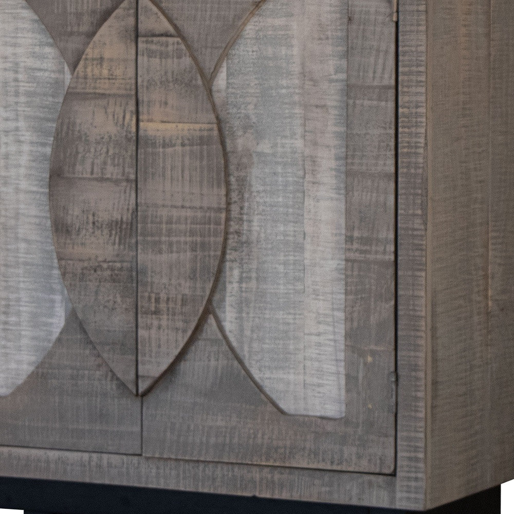 Gray Solid and Manufactured Wood Distressed Buffet Table By Homeroots - Image 2