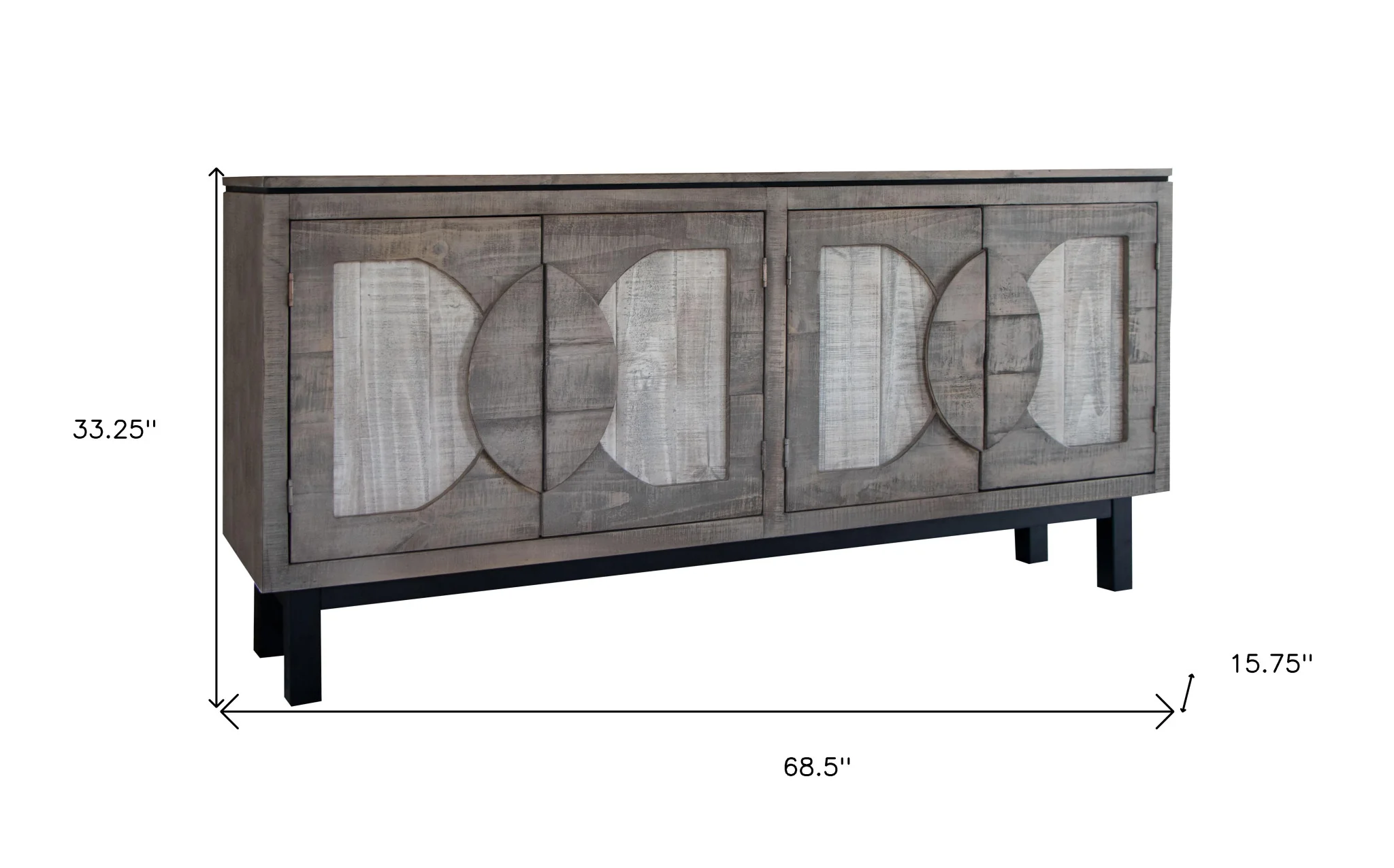 Gray Solid and Manufactured Wood Distressed Credenza By Homeroots - Image 4