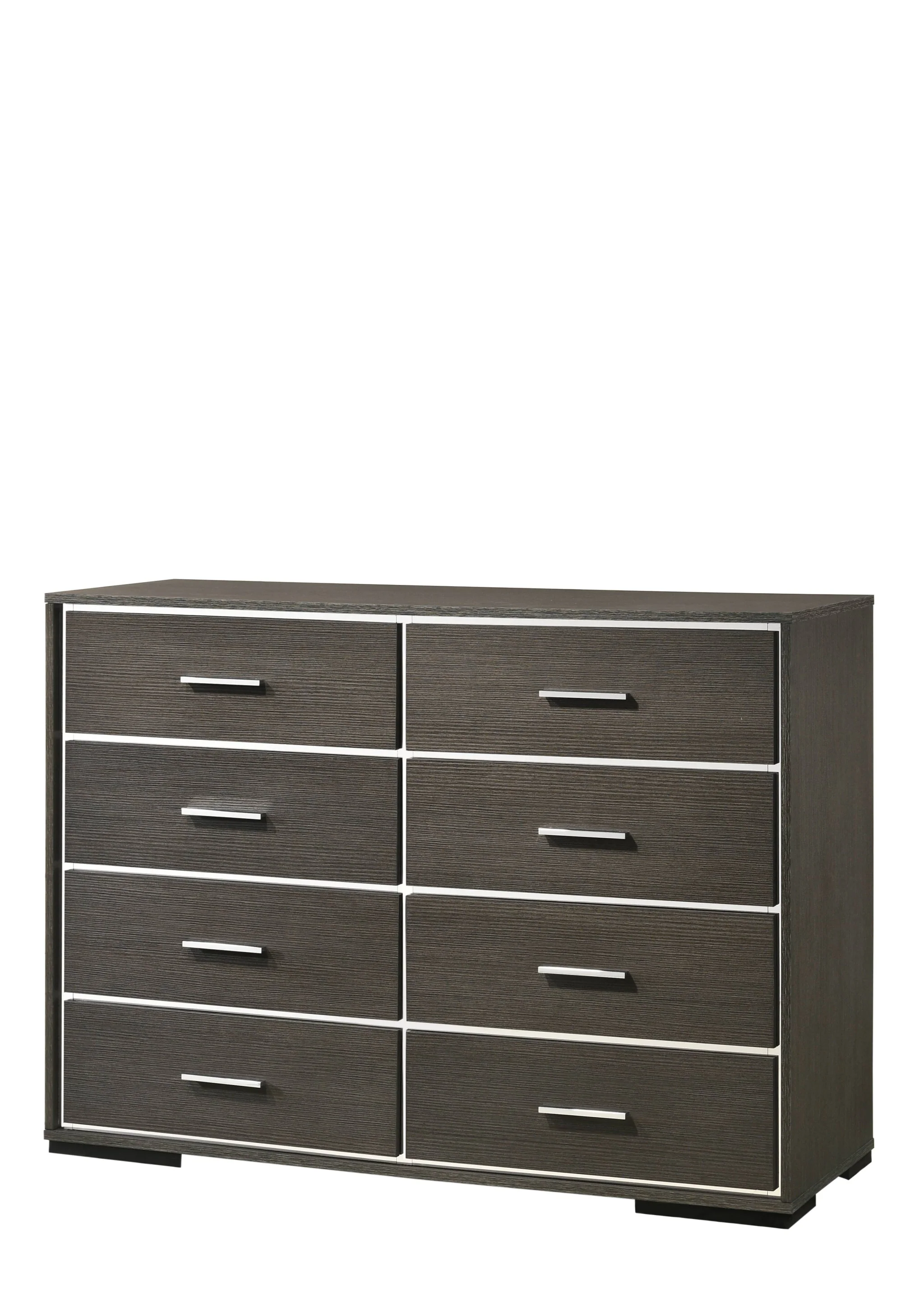 Gray Solid and Manufactured Wood Eight Drawer Double Dresser By Homeroots - Image 2
