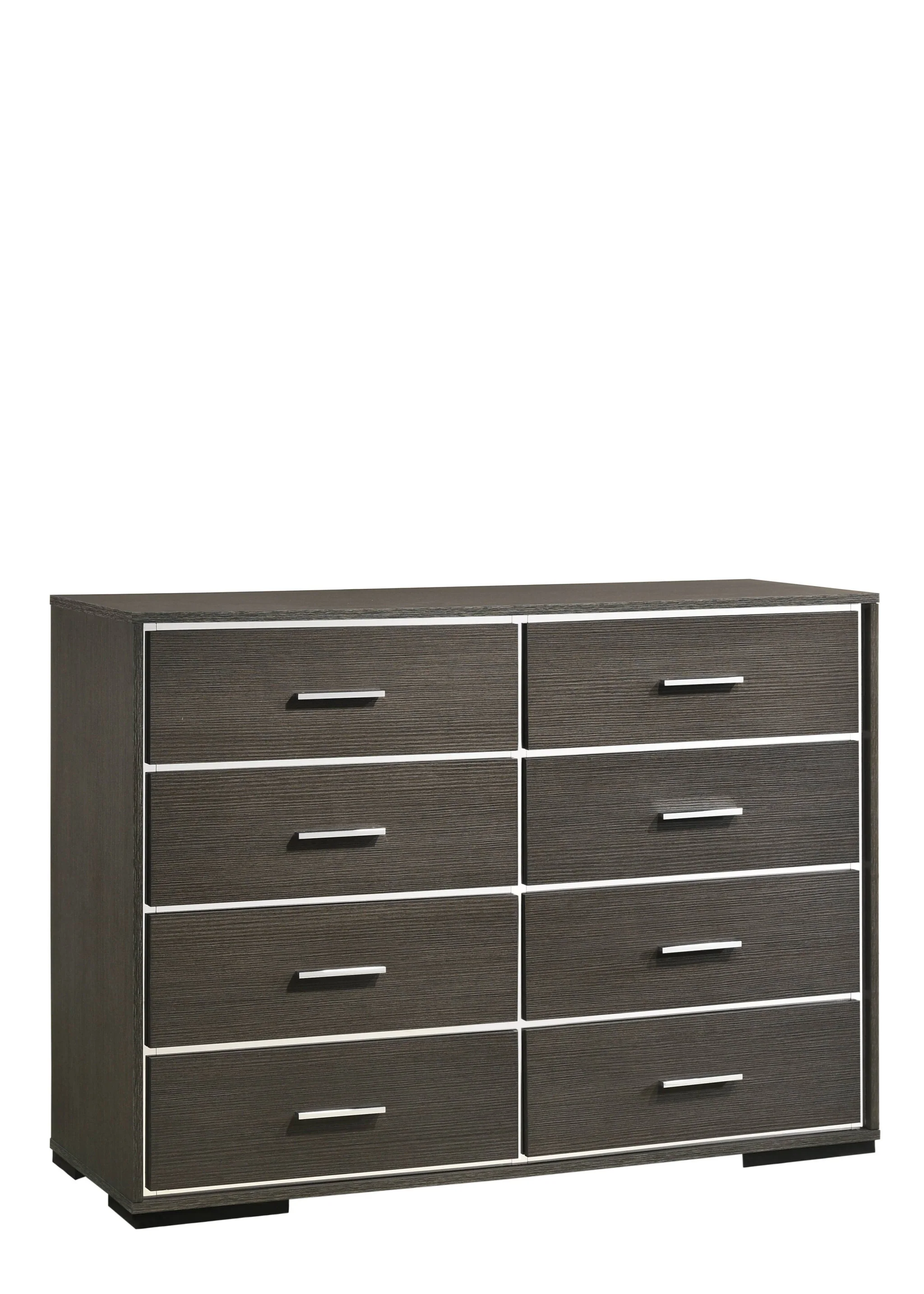 Gray Solid and Manufactured Wood Eight Drawer Double Dresser By Homeroots - Image 3