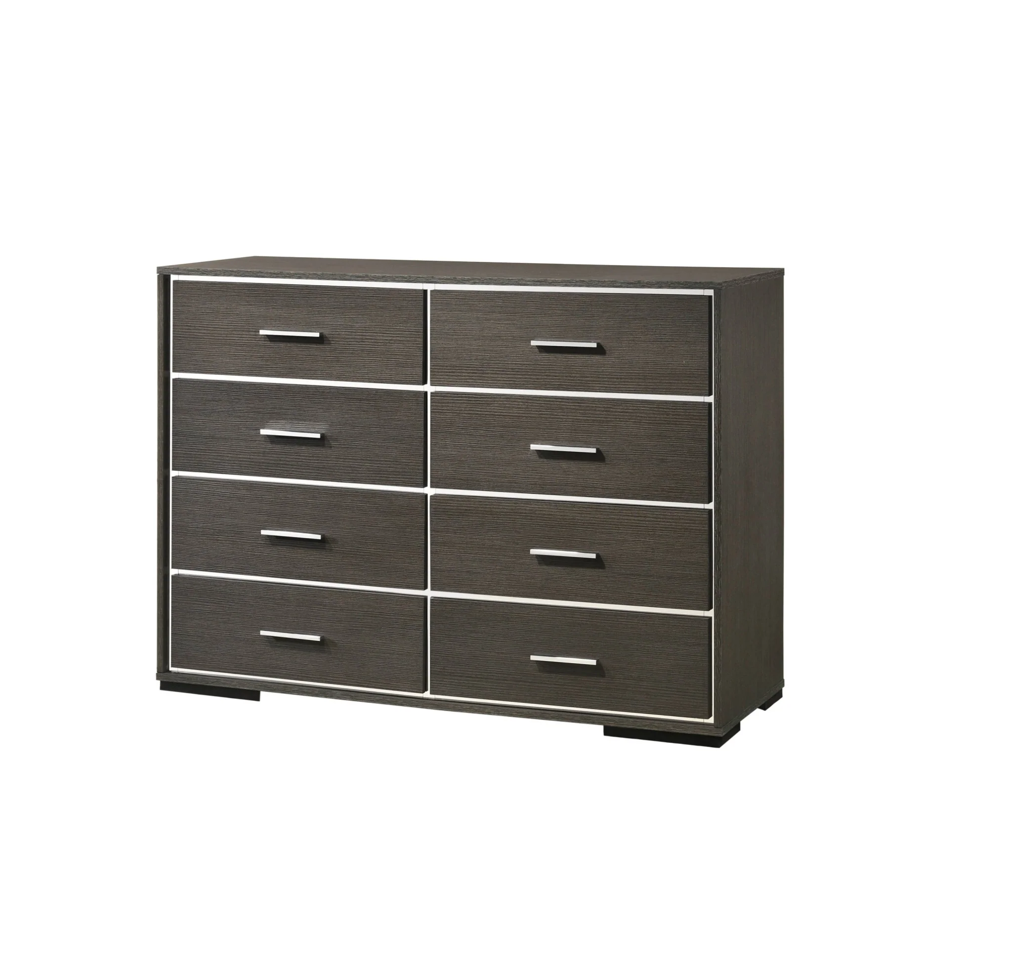 Gray Solid and Manufactured Wood Eight Drawer Double Dresser By Homeroots - Image 4