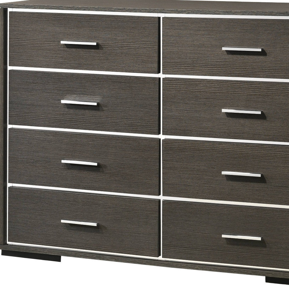 Gray Solid and Manufactured Wood Eight Drawer Double Dresser By Homeroots - Image 5