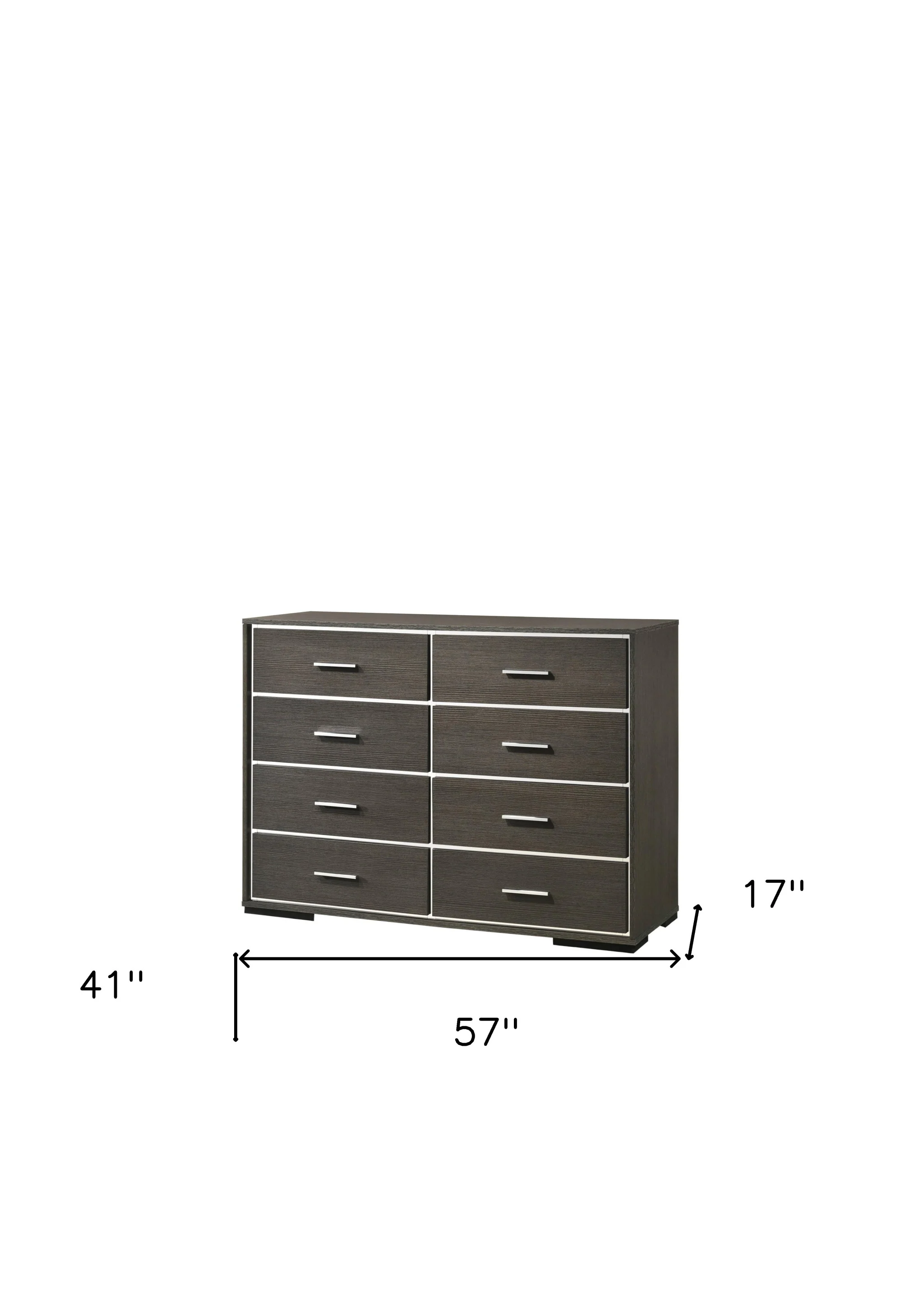 Gray Solid and Manufactured Wood Eight Drawer Double Dresser By Homeroots - Image 6