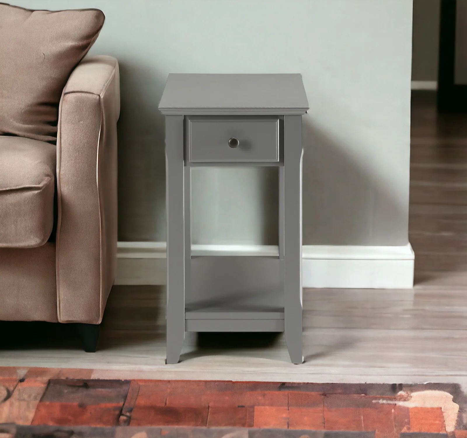 Gray Solid and Manufactured Wood End Table By Homeroots - Image 2