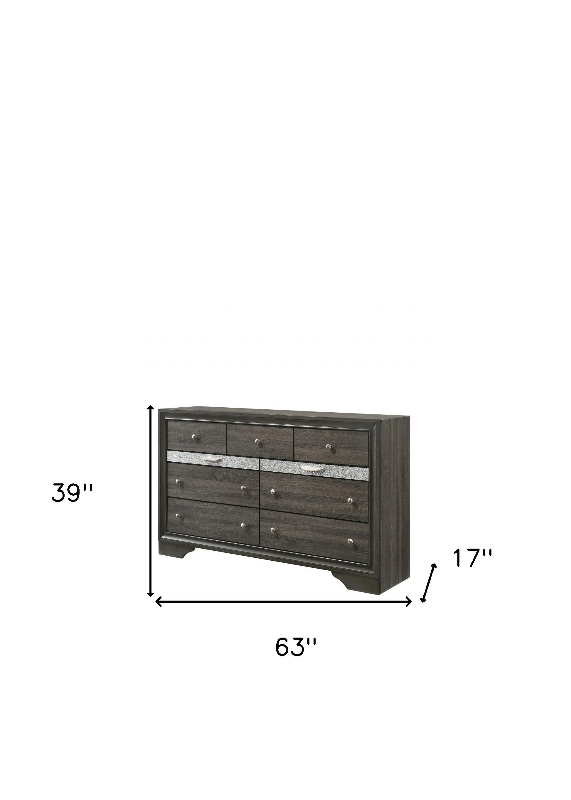 Gray Solid and Manufactured Wood Nine Drawer Triple Dresser By Homeroots - Image 4