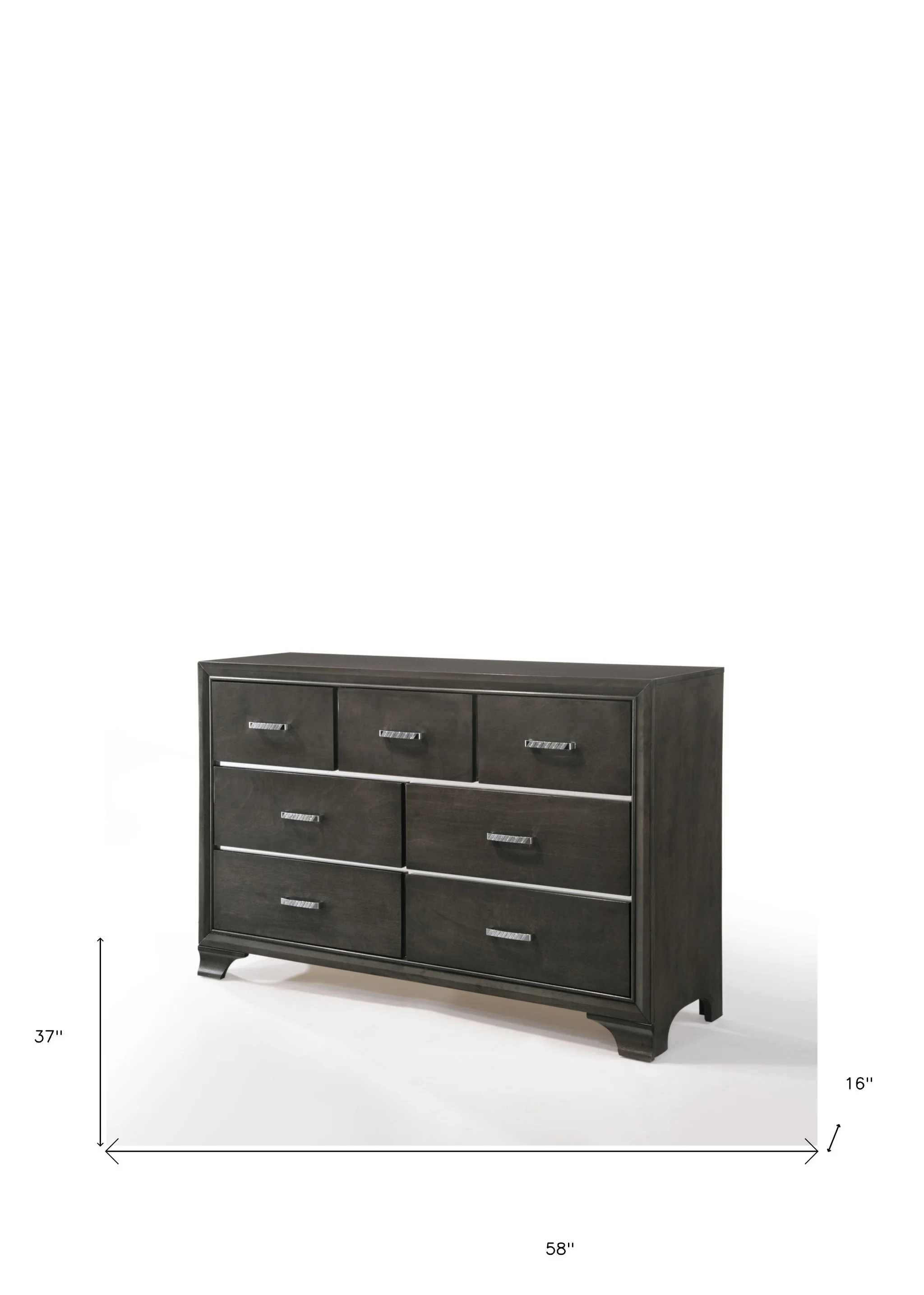 Gray Solid and Manufactured Wood Seven Drawer Triple Dresser By Homeroots - Image 3