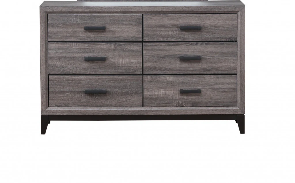 Gray Solid and Manufactured Wood Six Drawer Double Dresser By Homeroots - Image 2