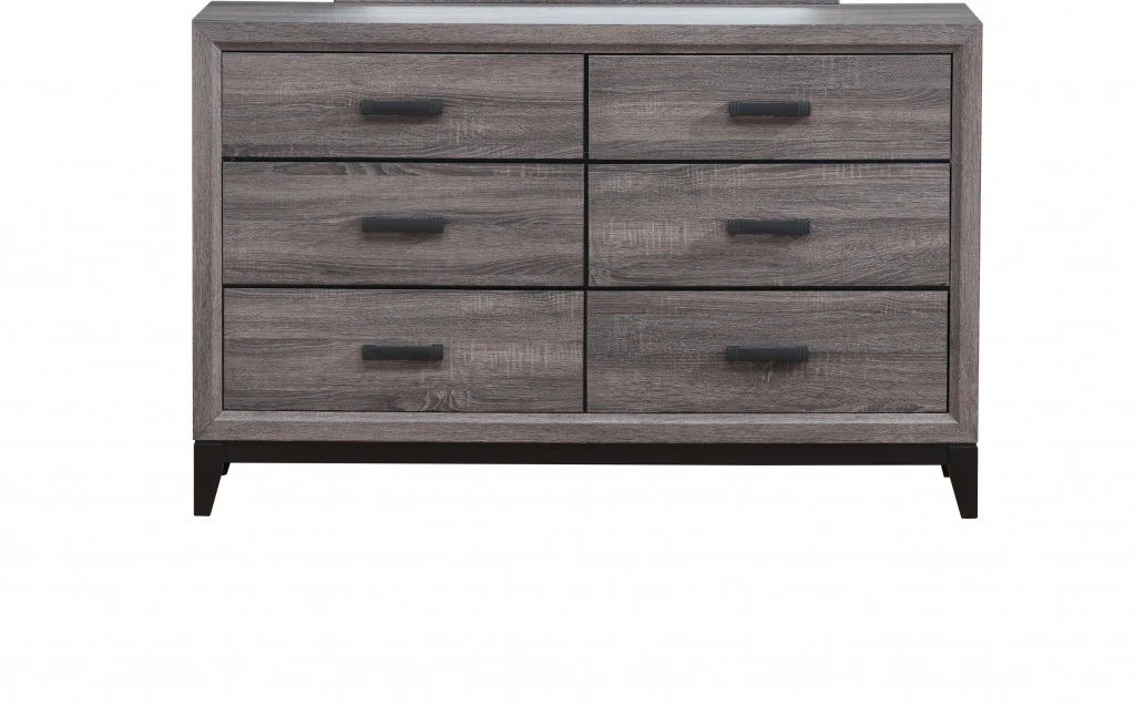 Gray Solid and Manufactured Wood Six Drawer Double Dresser By Homeroots - Image 3