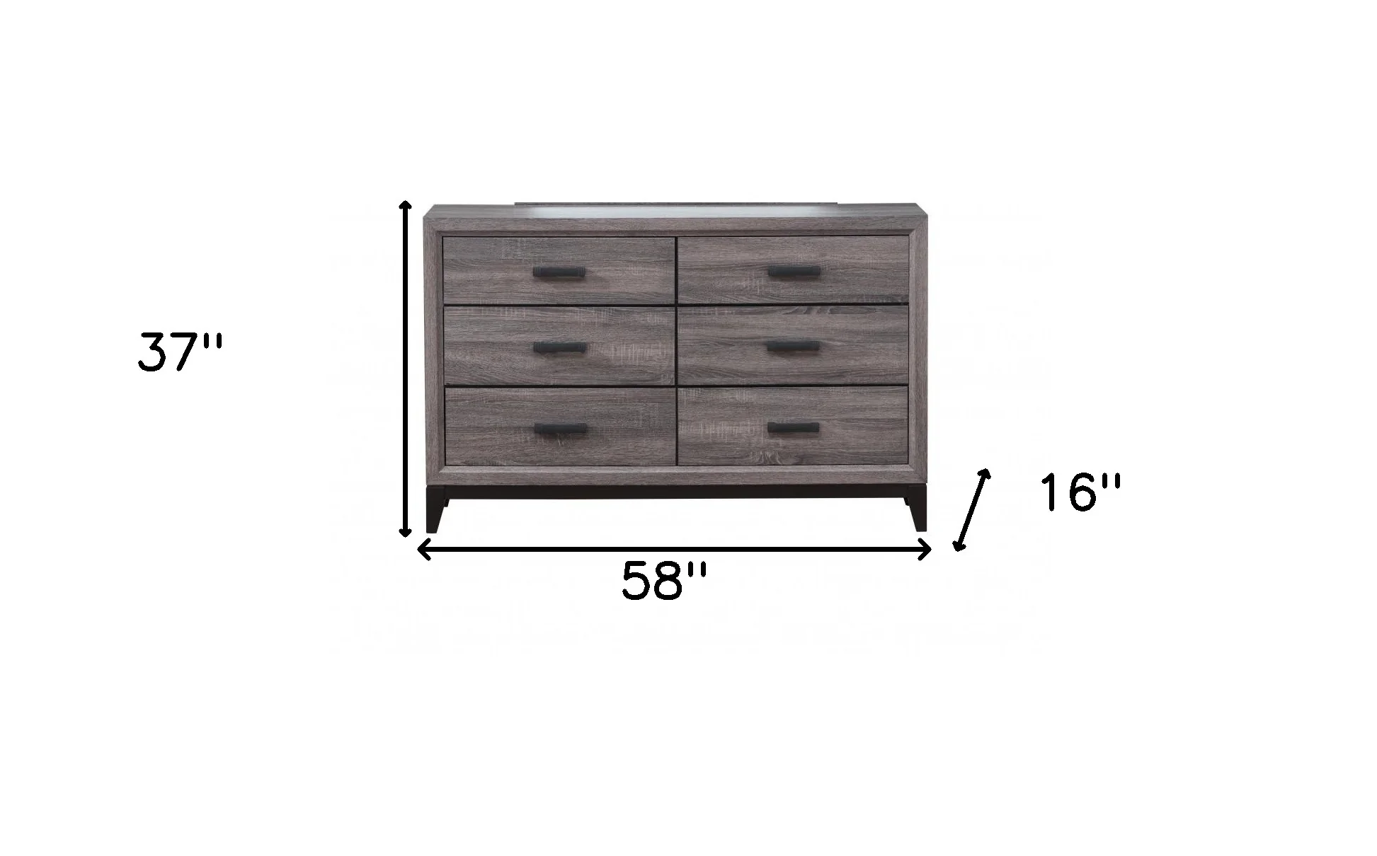 Gray Solid and Manufactured Wood Six Drawer Double Dresser By Homeroots - Image 6