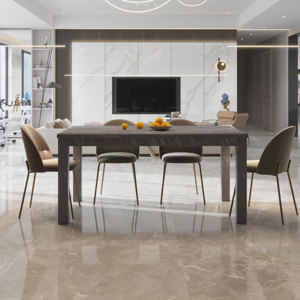 Gray Solid Wood Dining Table By Homeroots - Image 4