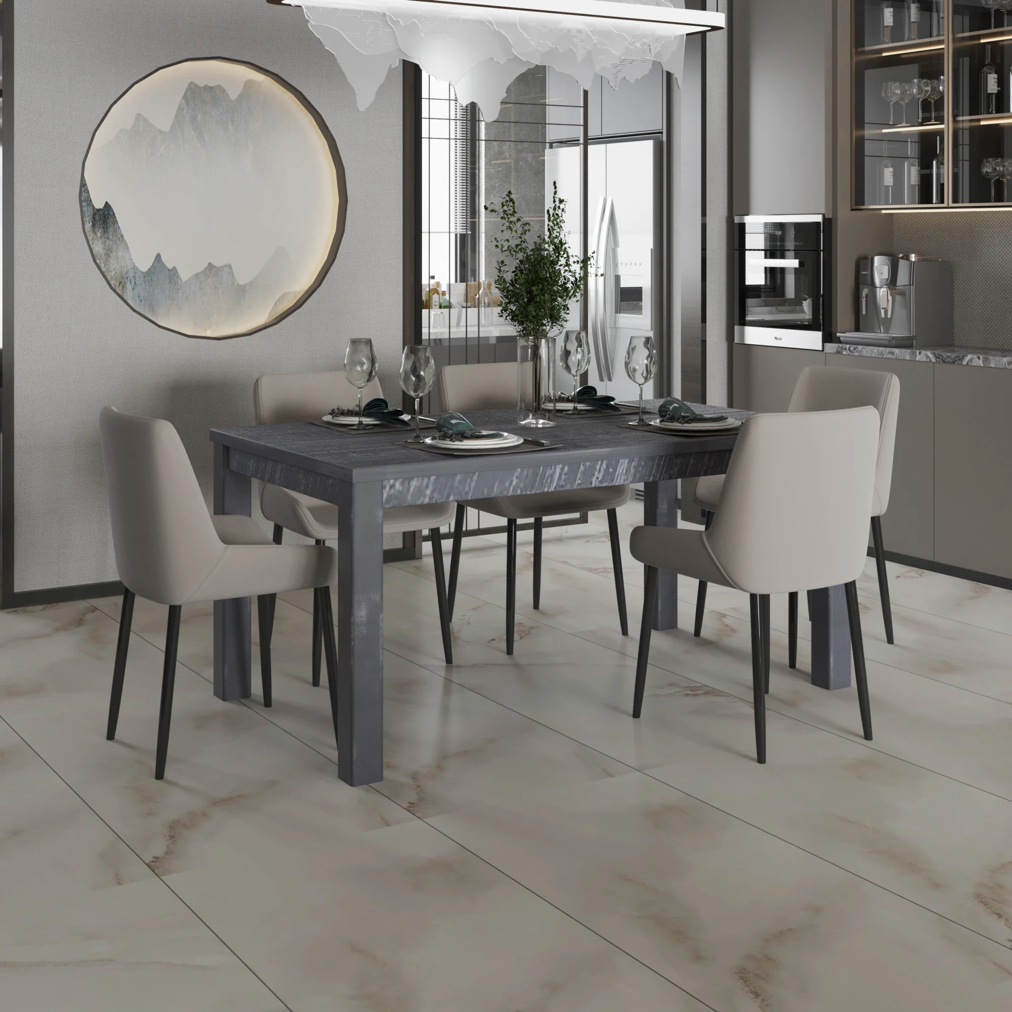 Gray Solid Wood Dining Table By Homeroots - Image 5