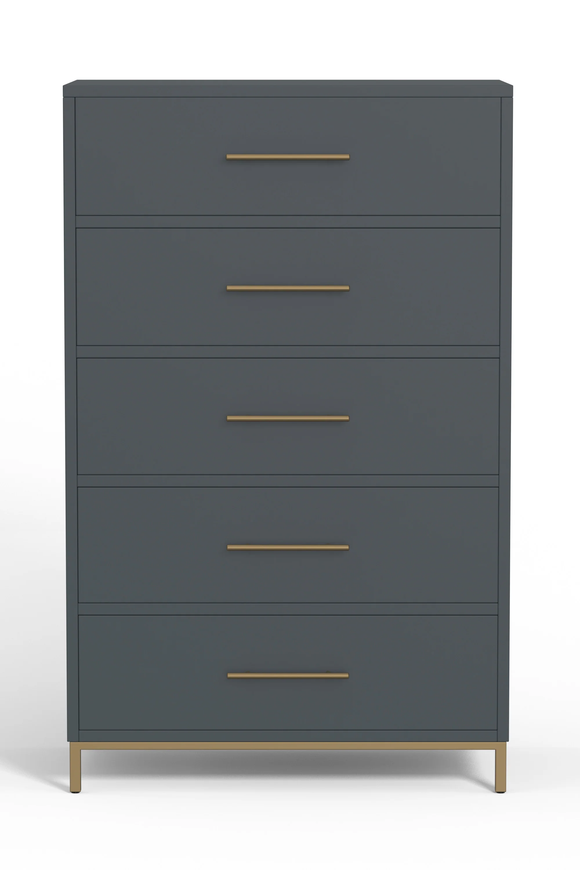 Gray Solid Wood Five Drawer Dresser By Homeroots - Image 2
