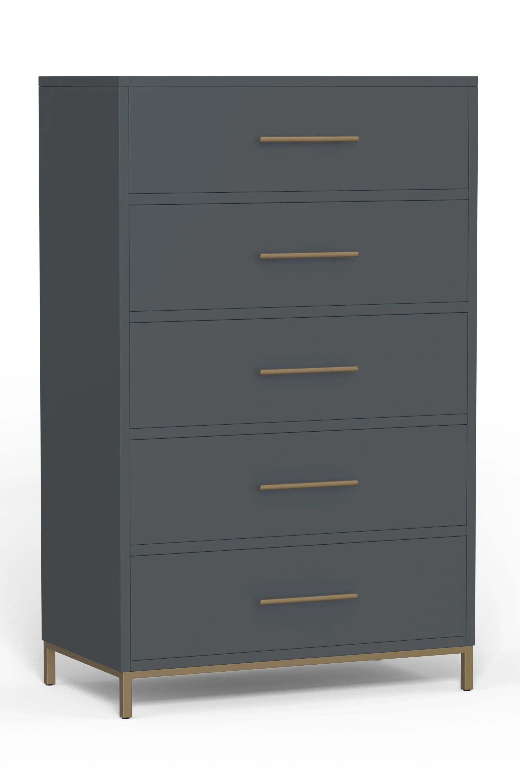 Gray Solid Wood Five Drawer Dresser By Homeroots - Image 3