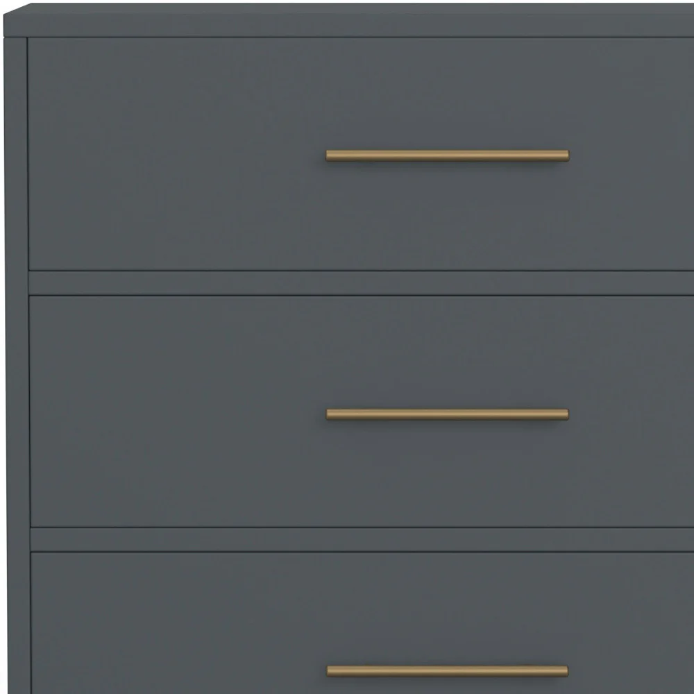 Gray Solid Wood Five Drawer Dresser By Homeroots - Image 4