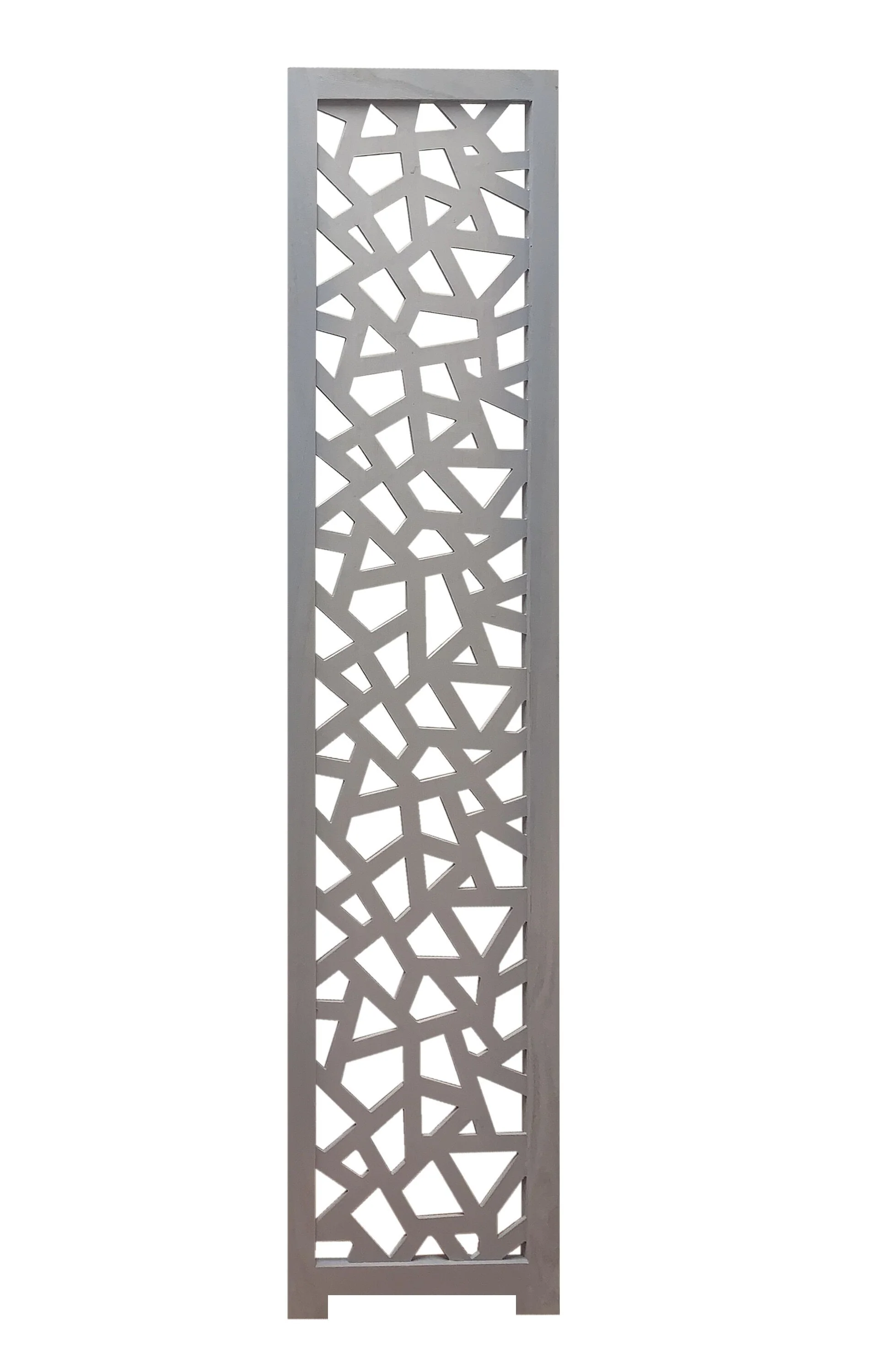 Gray Solid Wood Folding Three Panel Screen Room Divider By Homeroots - Image 4
