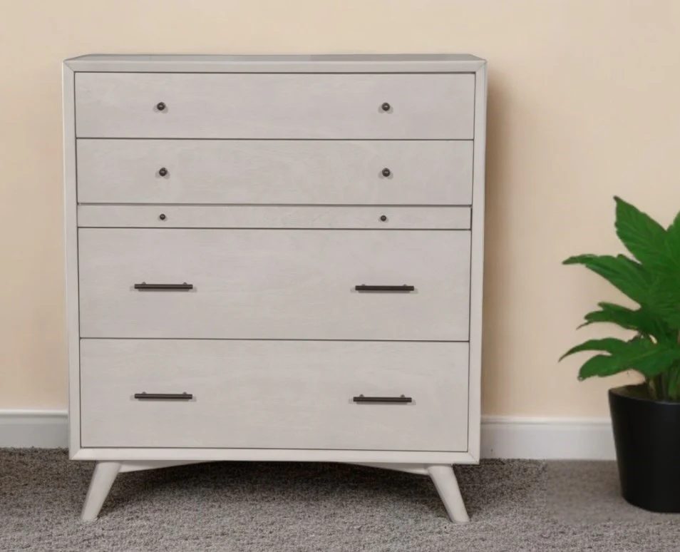 Gray Solid Wood Four Drawer Chest By Homeroots - Image 2