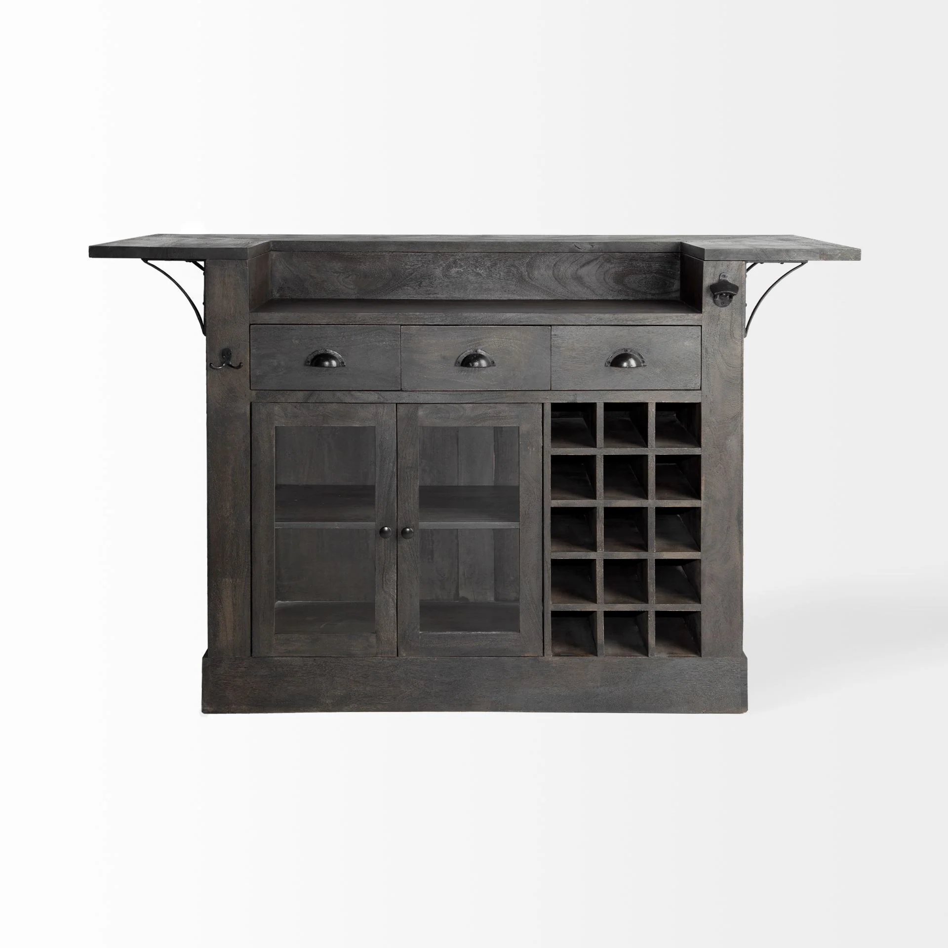 Gray Solid Wood Kitchen Island With Wine Bottle Storage By Homeroots - Image 2