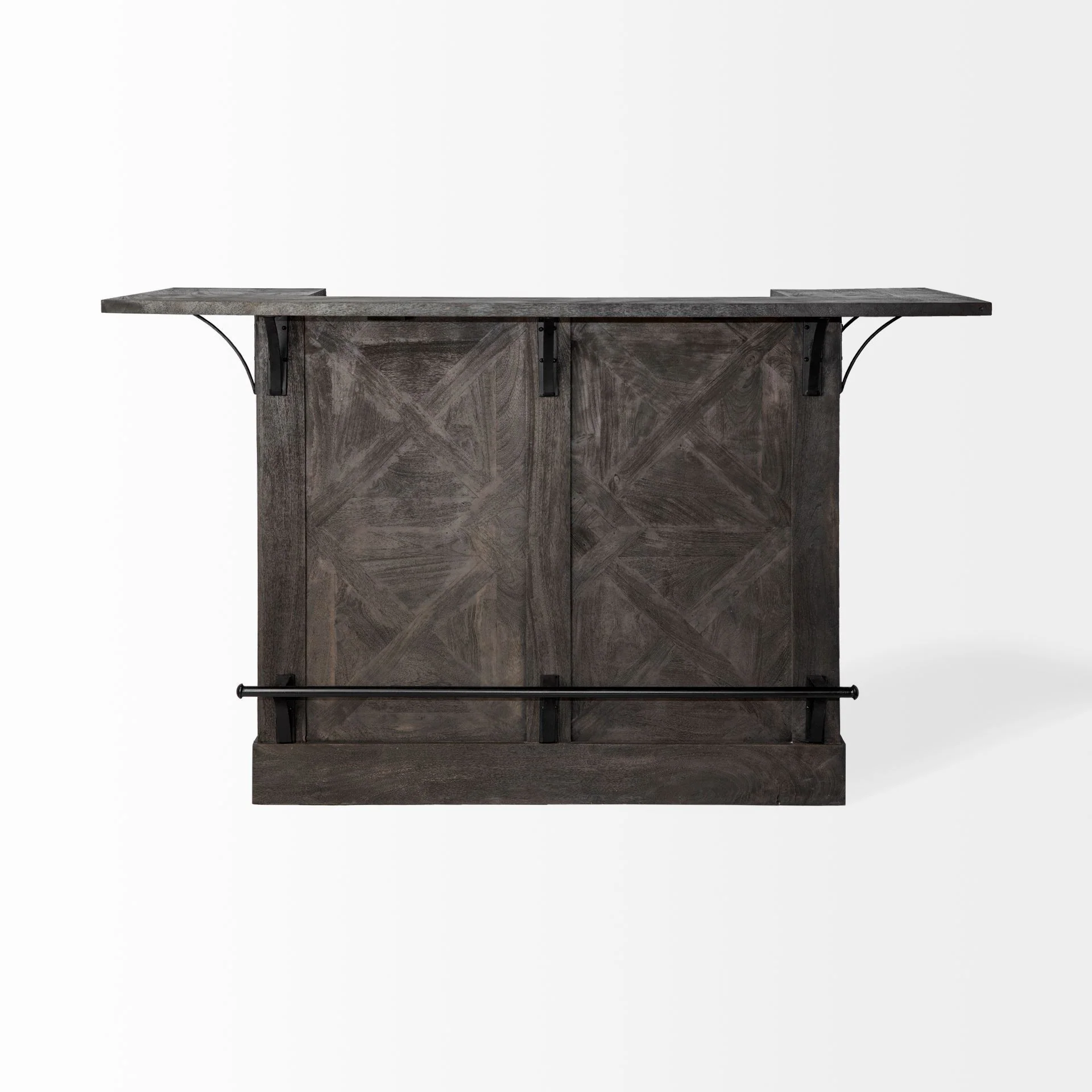 Gray Solid Wood Kitchen Island With Wine Bottle Storage By Homeroots - Image 4