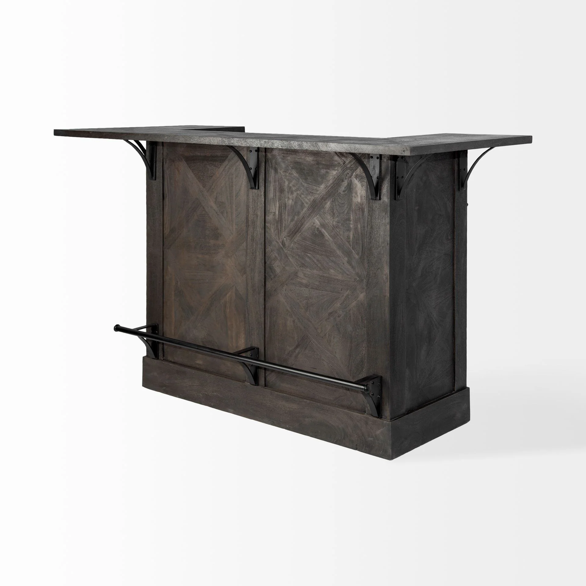 Gray Solid Wood Kitchen Island With Wine Bottle Storage By Homeroots - Image 5