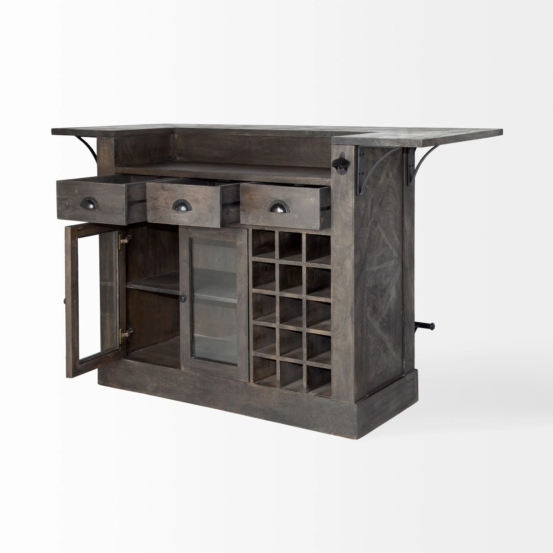 Gray Solid Wood Kitchen Island With Wine Bottle Storage By Homeroots - Image 6