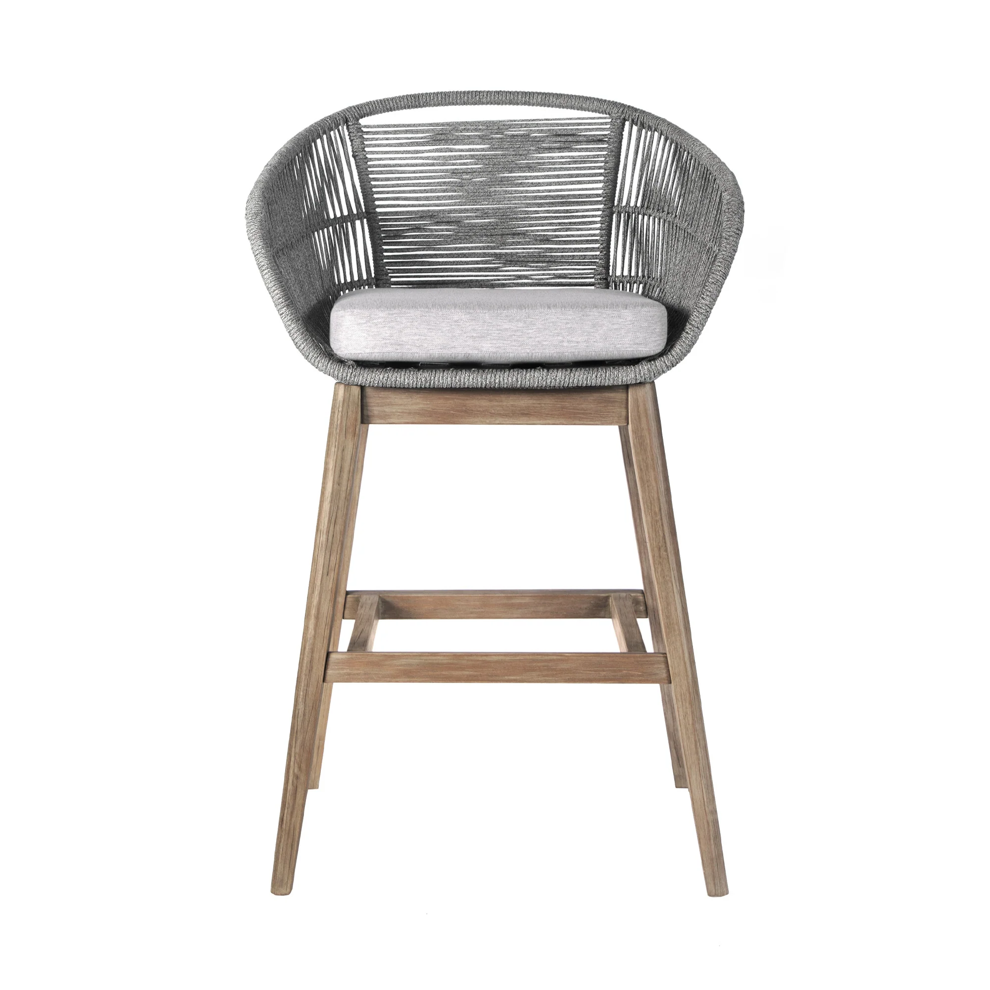 Gray Solid Wood Low back Outdoor Bar Height chair with Footrest By Homeroots - Image 2