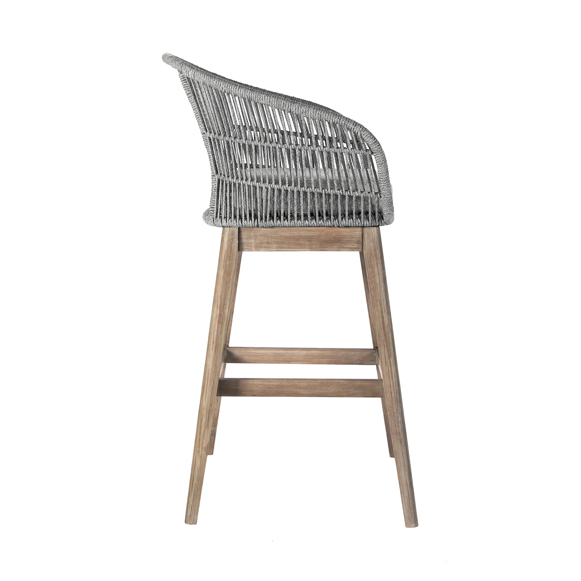 Gray Solid Wood Low back Outdoor Bar Height chair with Footrest By Homeroots - Image 3