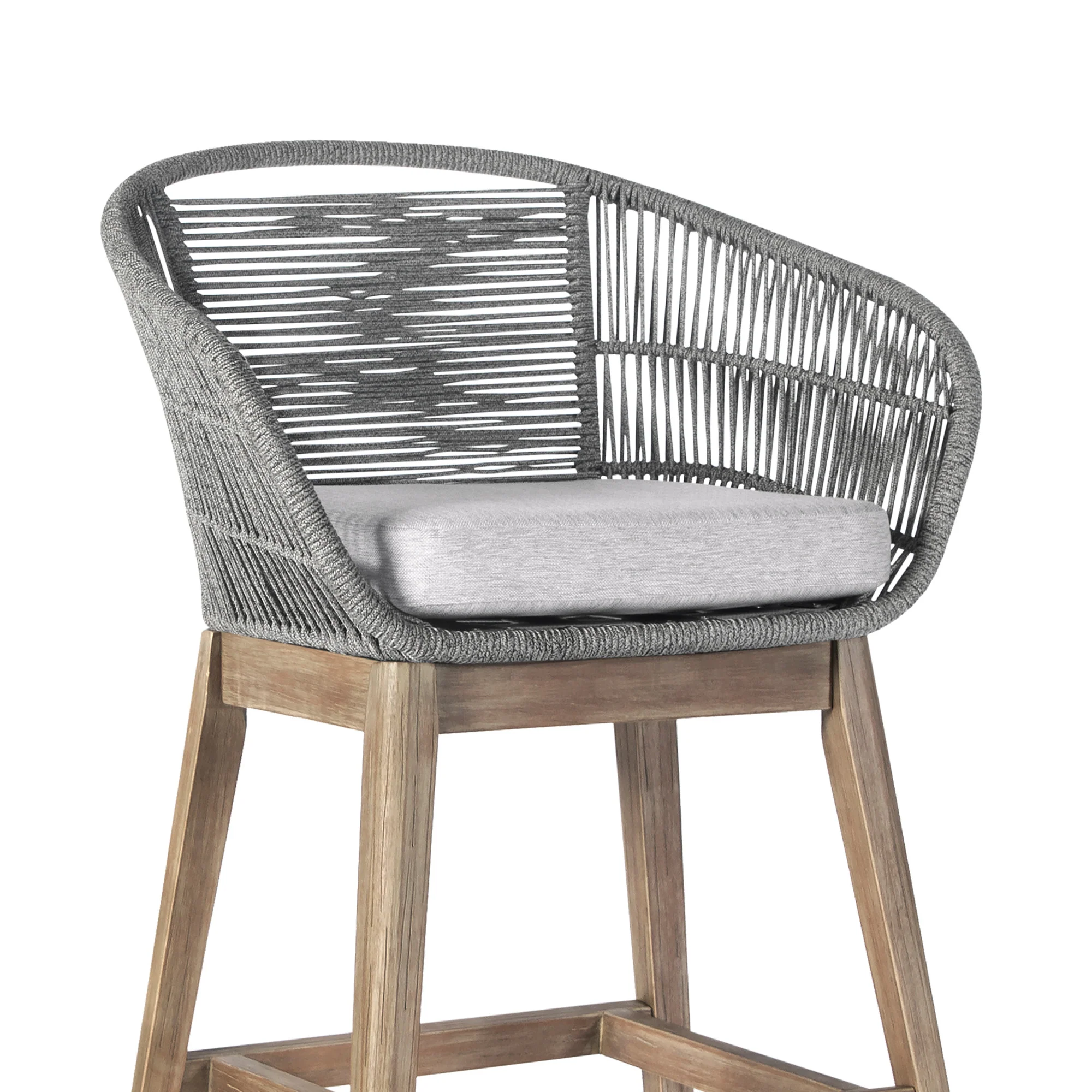 Gray Solid Wood Low back Outdoor Bar Height chair with Footrest By Homeroots - Image 7