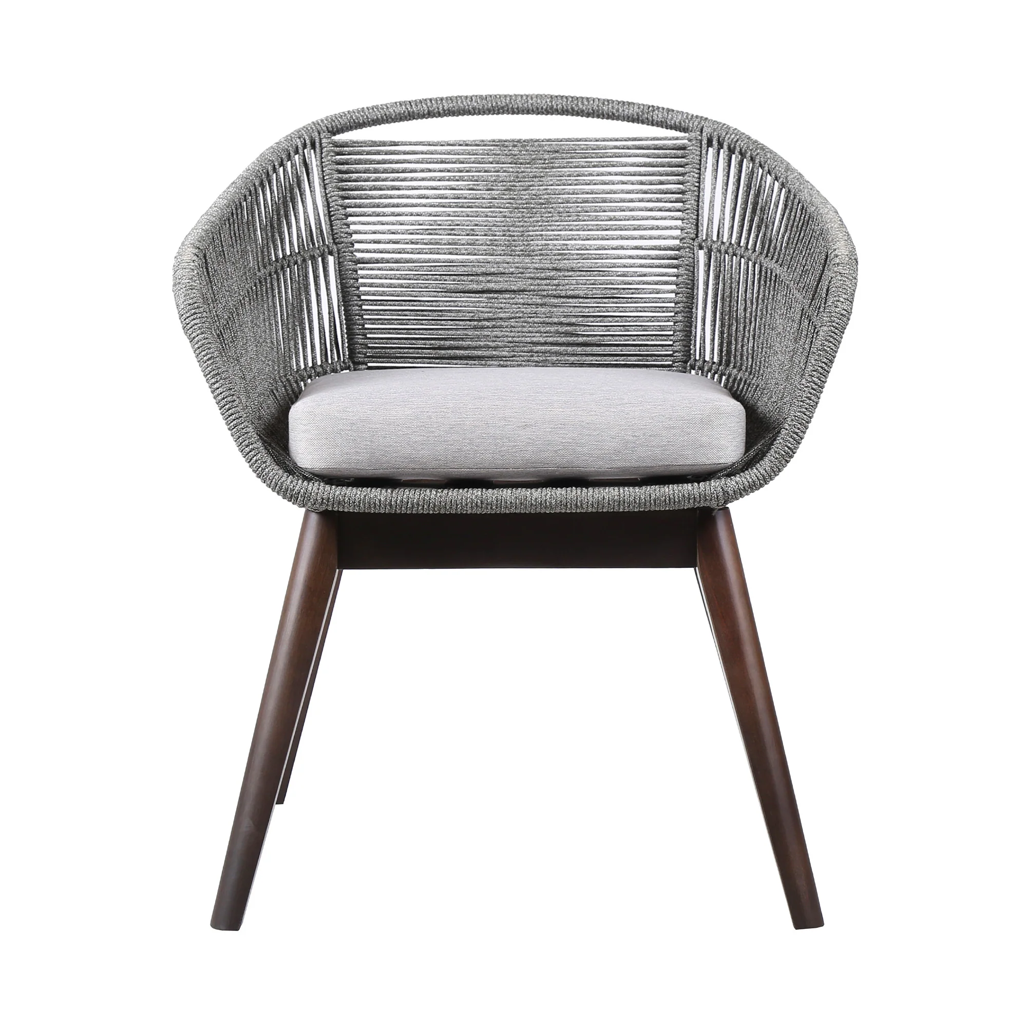 Gray Solid Wood Outdoor Dining Chair with Gray Cushion By Homeroots - Image 3